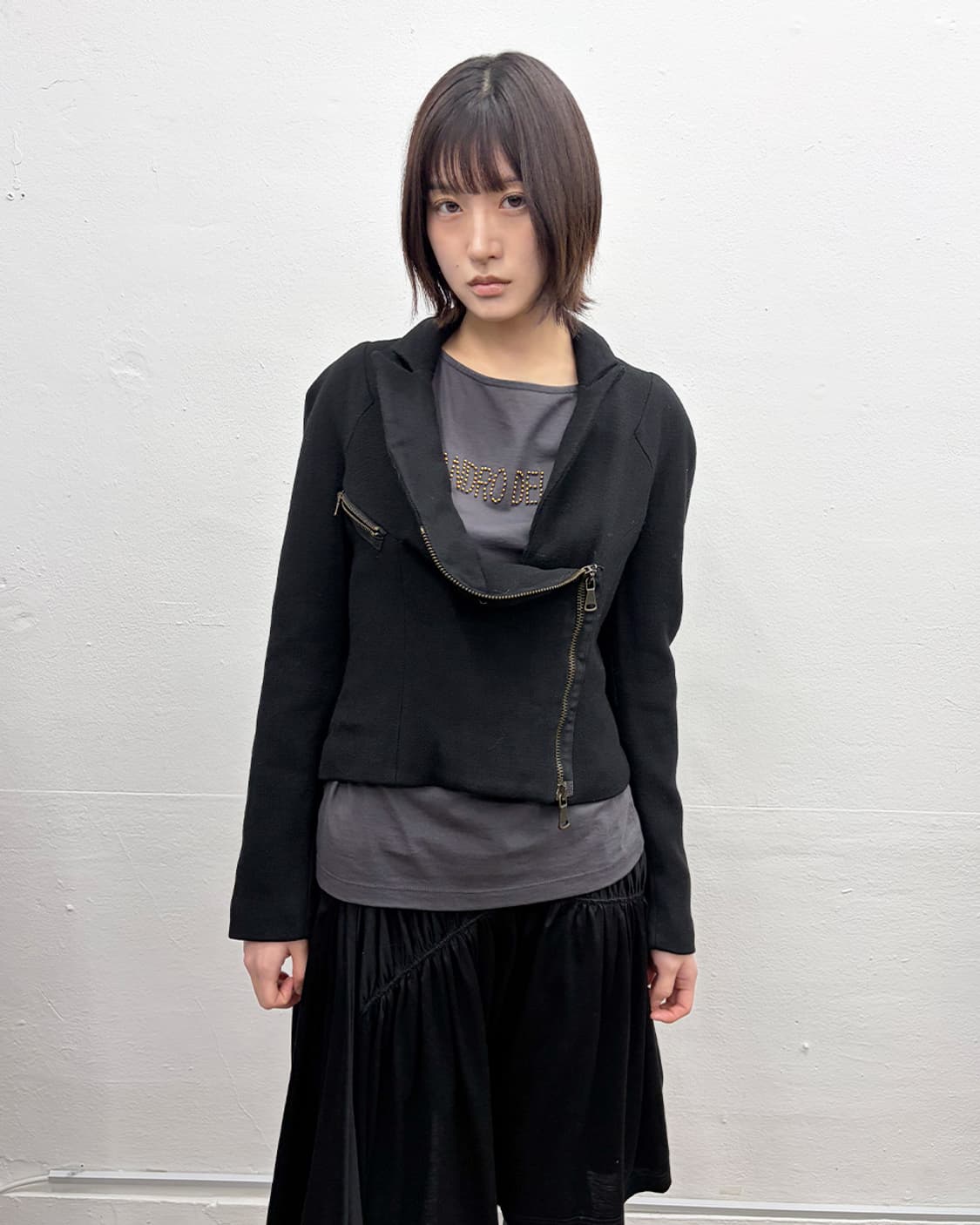 빈티지 비대칭 지퍼 블레이저 상품이미지1