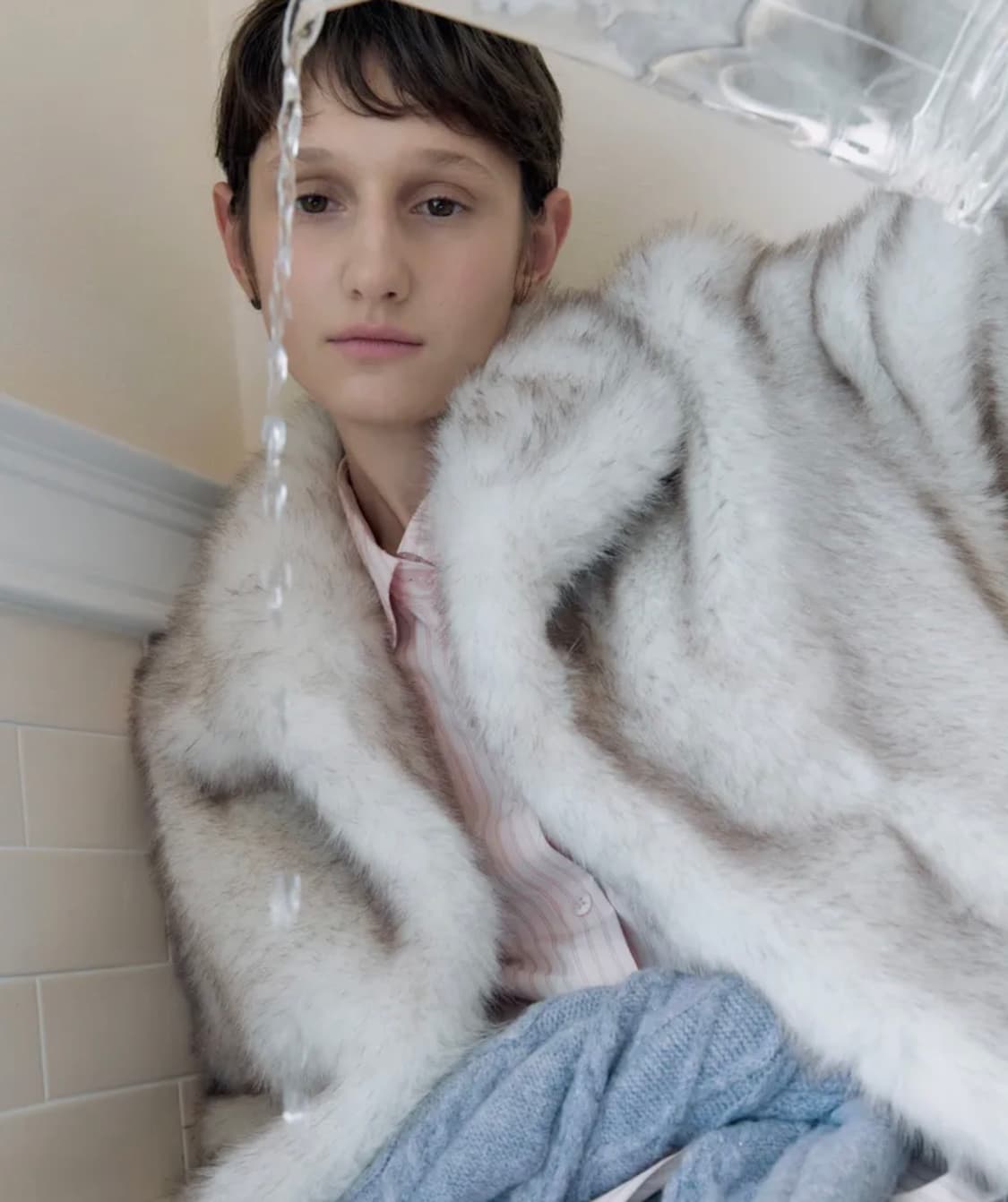 시눈 헤비 믹스 퍼 아이보리 새상품 상품이미지1