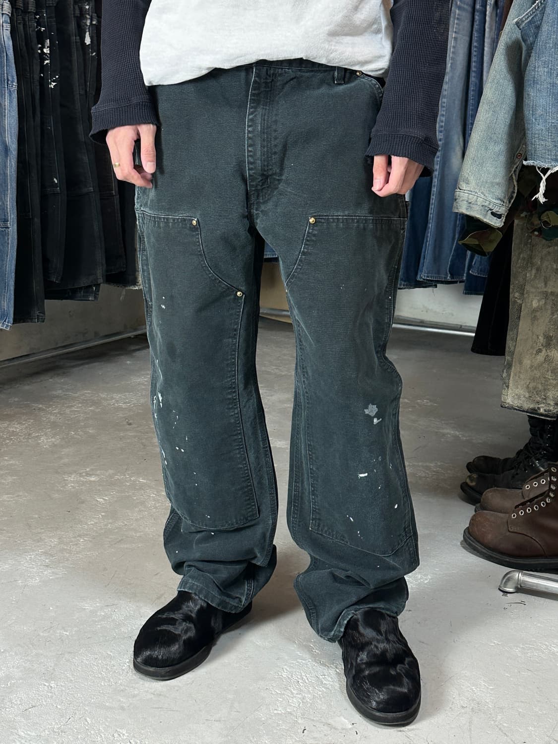 OG 칼하트 B01 더블니 블랙 칼하트 썩블니 워크팬츠 상품이미지1