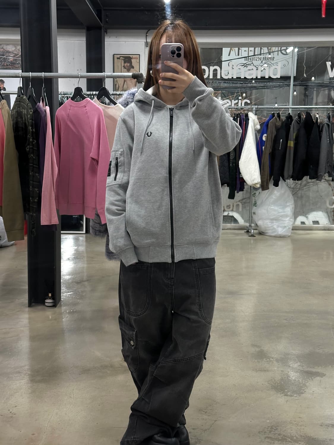 트루릴리전 포켓 패치로고 후드집업 상품이미지3