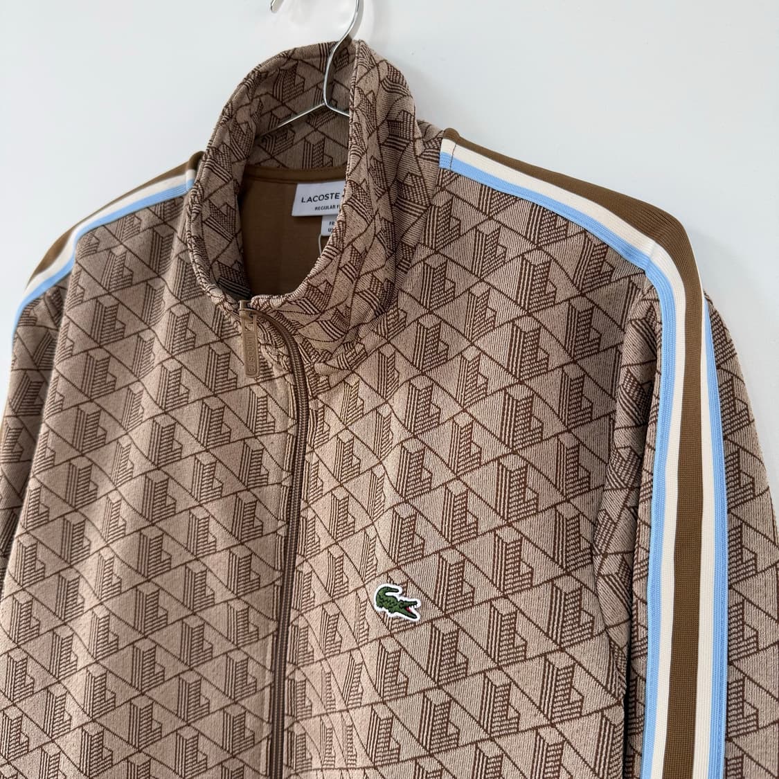 라코스테 Lacoste 남성 모노그램 자카드 트랙자켓 베이지 집업 새제품 상품이미지1