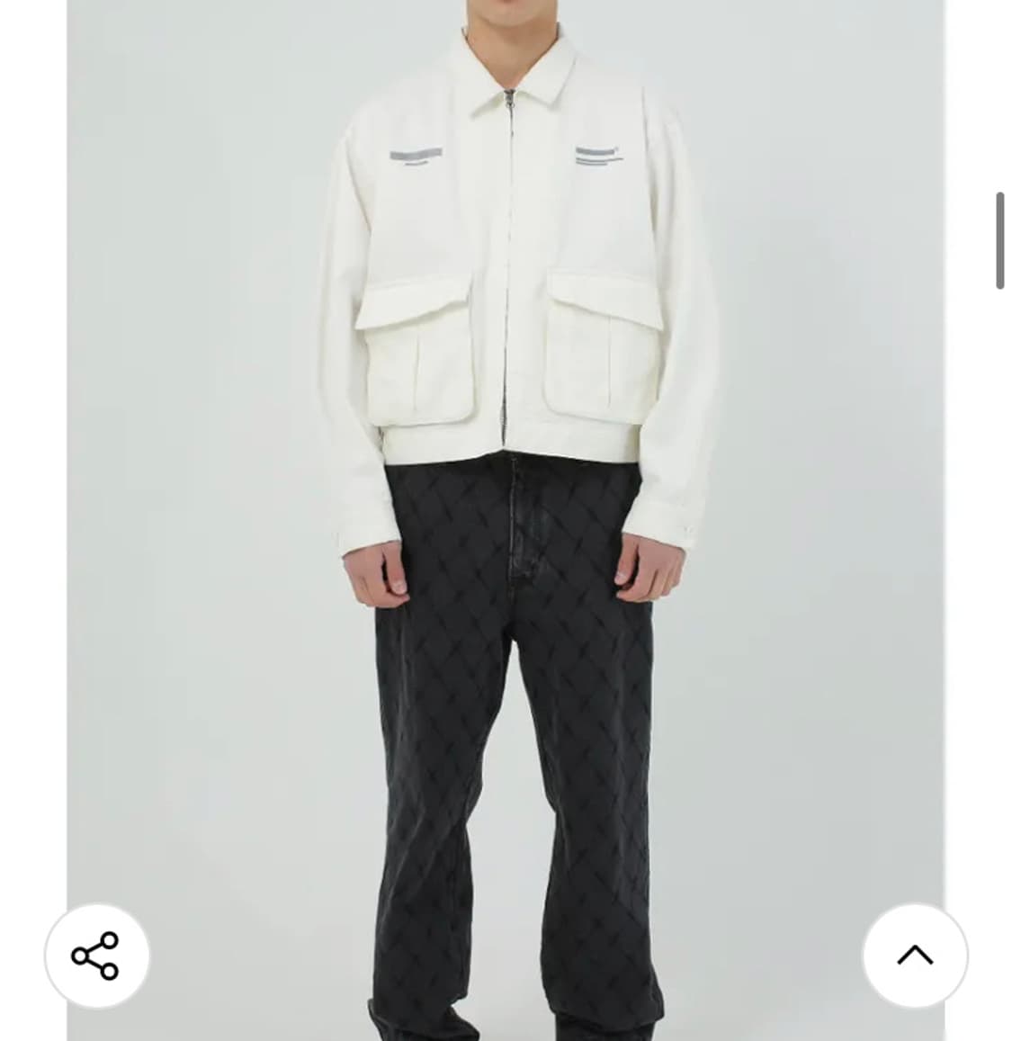 예스아이씨 오버핏 부드러운 메쉬 코튼 트러커 봄버 자켓 _ 아이보리 M 상품이미지2