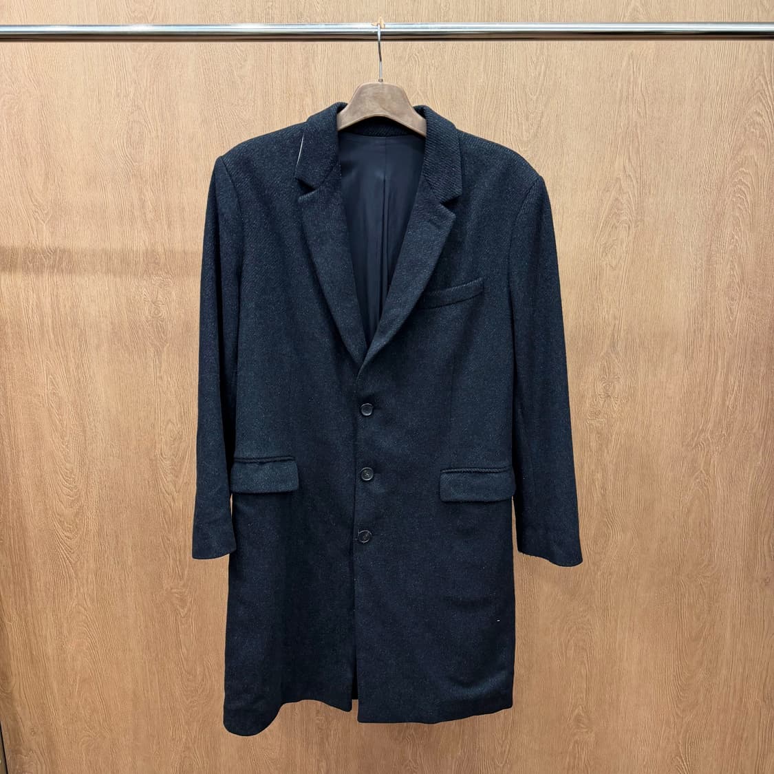 아미 클래식 울 싱글 코트 노치드 라펠 프론트 버튼 슬릿 디테일 차콜 상품이미지2