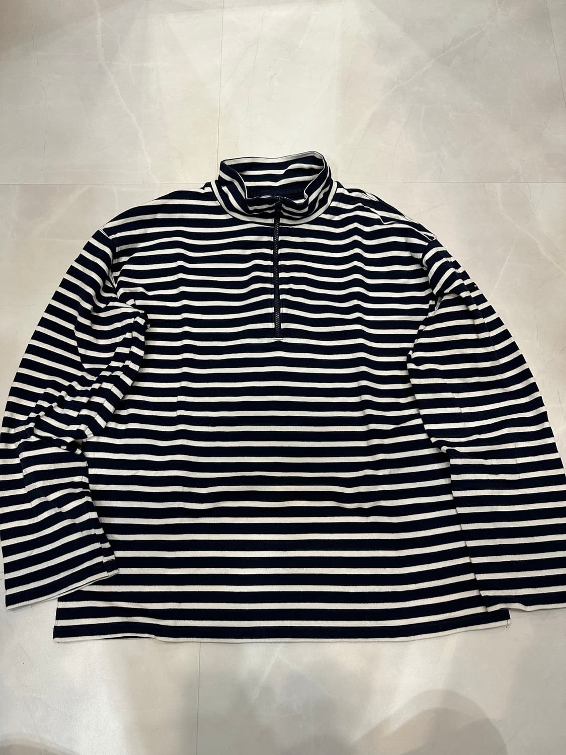 [5]오르치발 하프집업 스트라이프 티셔트 네이비 상품이미지1