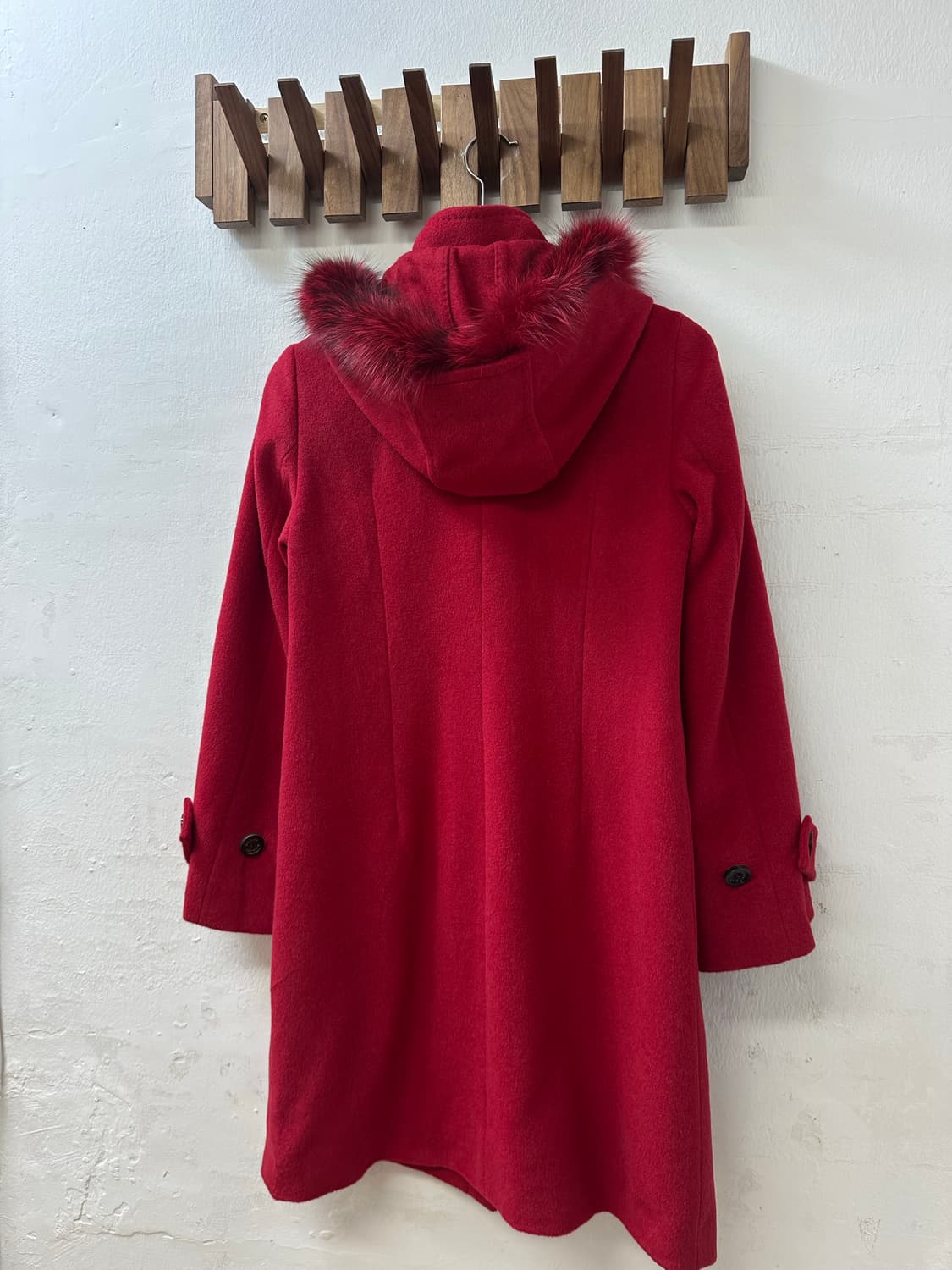 일본빈티지 레드 폭스퍼 앙고라 울 혼방 더플 떡볶이 코트 상품이미지7