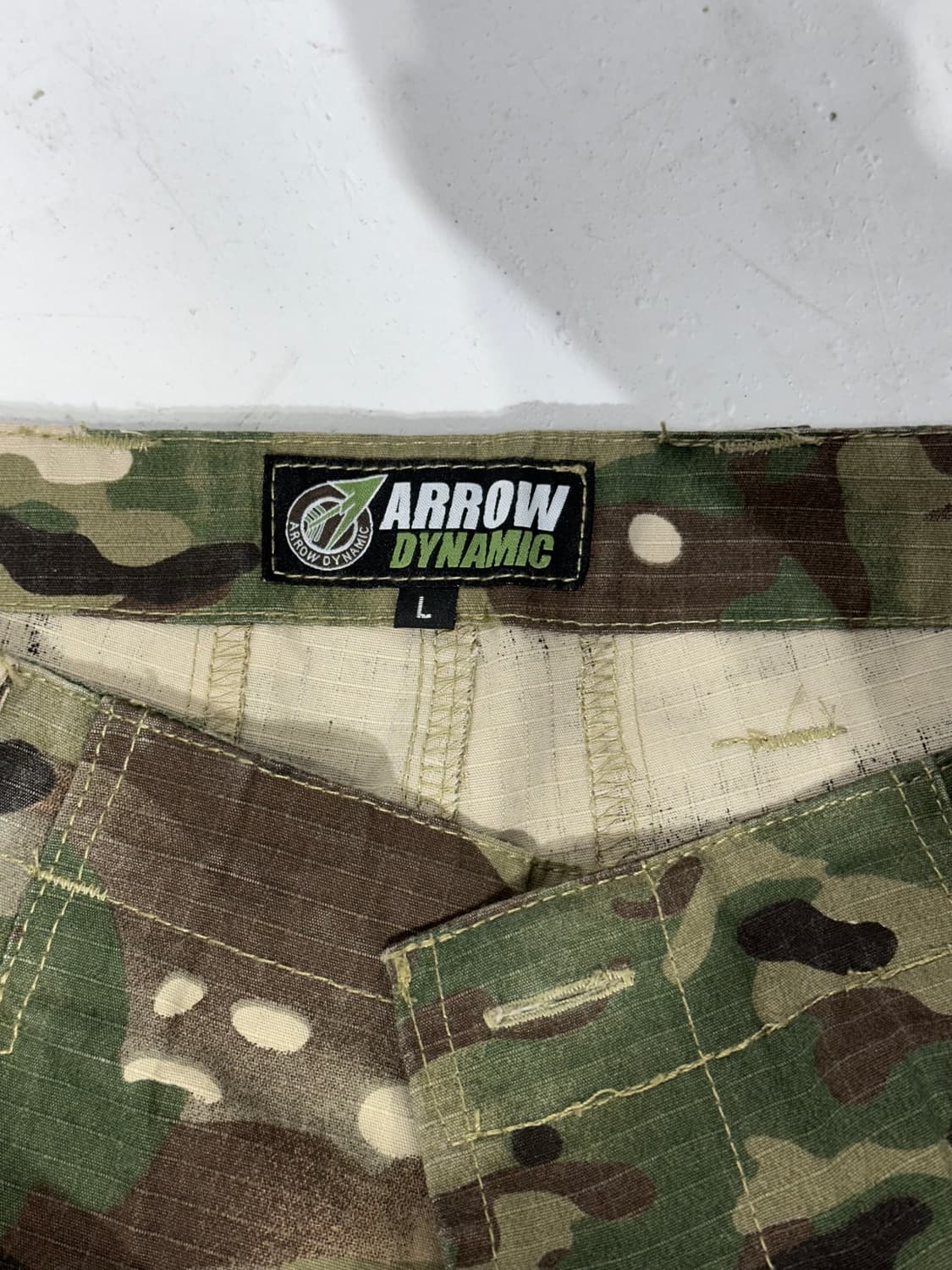 일본 빈티지 ARROW 카키 밀리터리 카모 와이드 카고 팬츠 L 상품이미지7