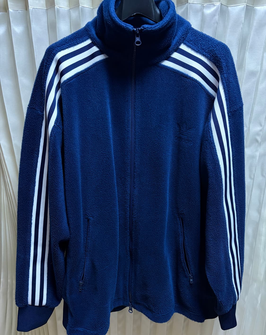 아디다스 네이비 삼선 벨루어 후리스 플리스 트랙탑 BB TT S 상품이미지1