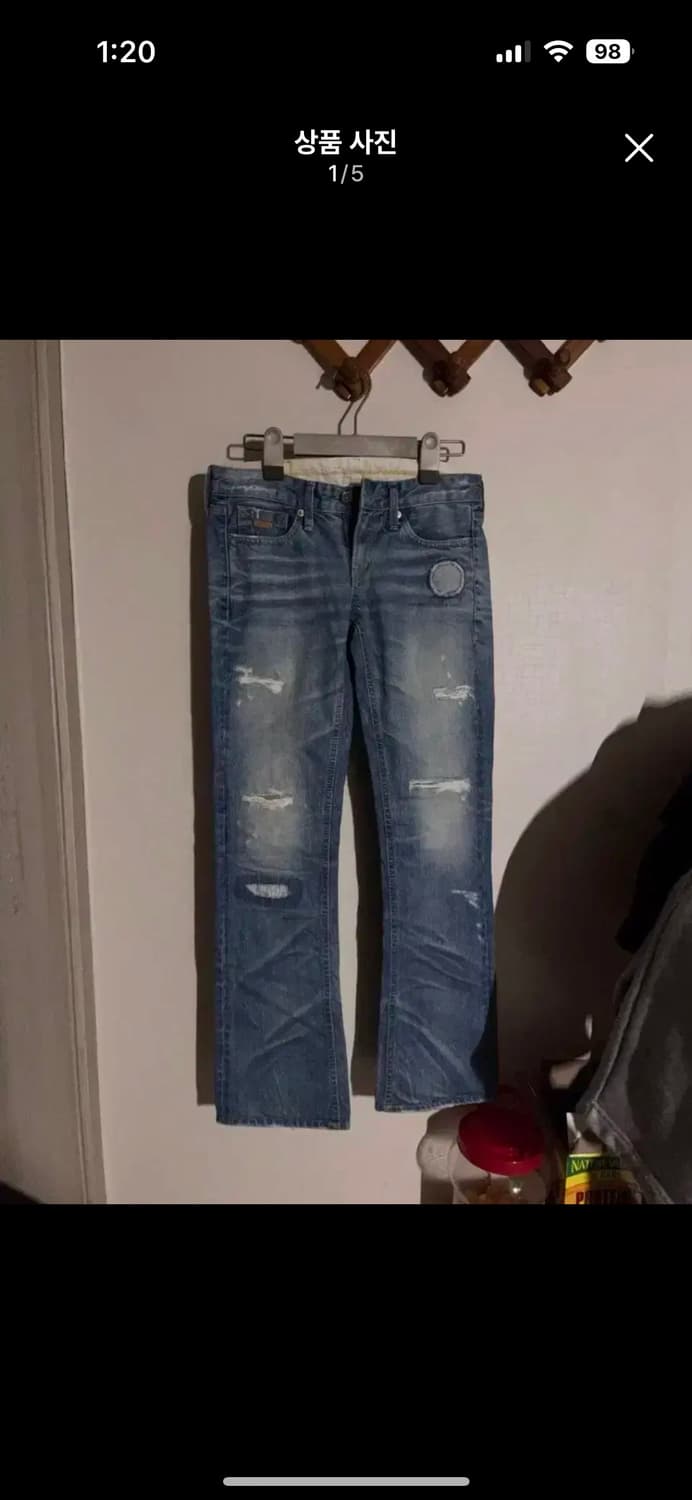 빈티지 찢청 부츠컷 로우 데님 팬츠 상품이미지1