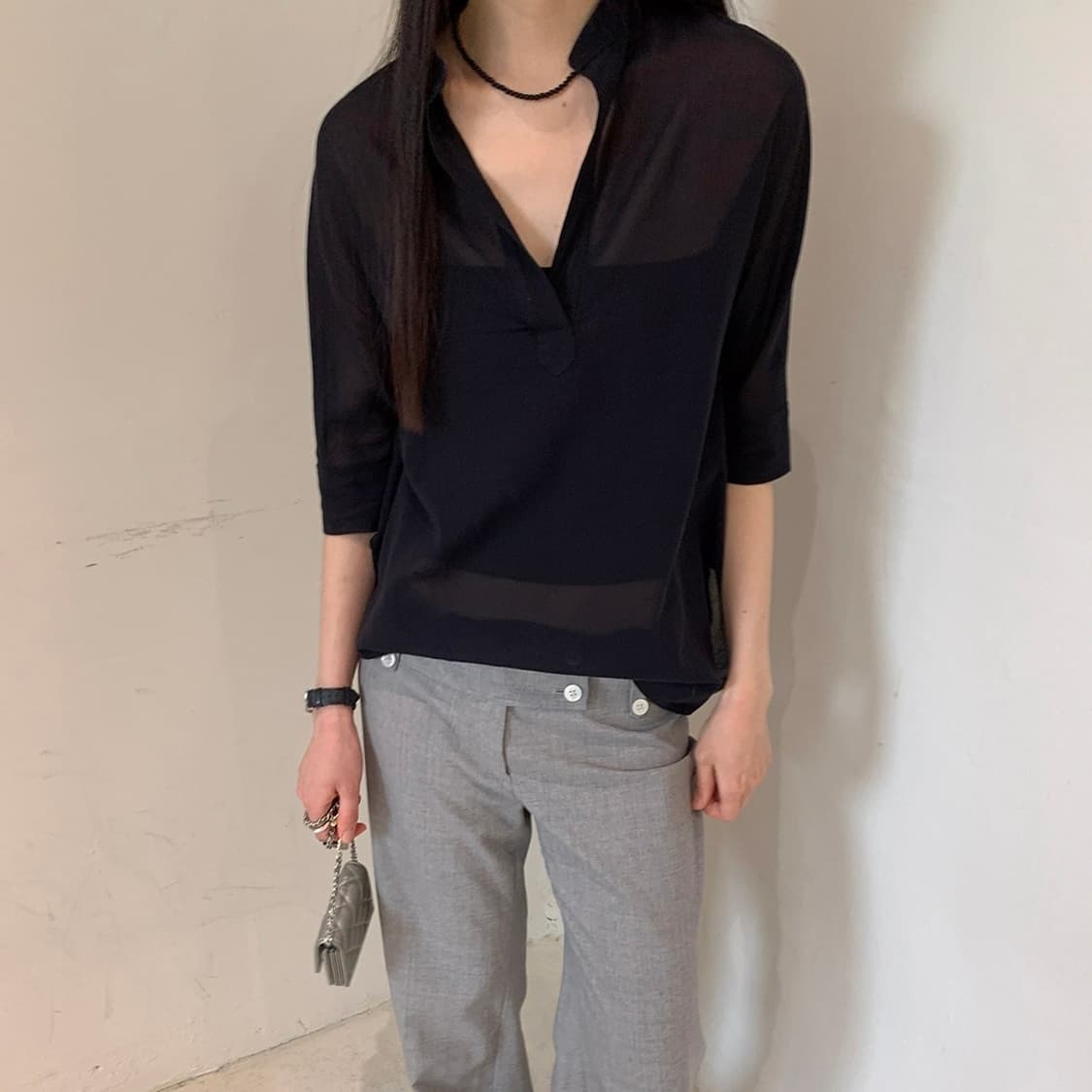 메종마르지엘라 블라우스 오픈카라 셔츠 상품이미지2