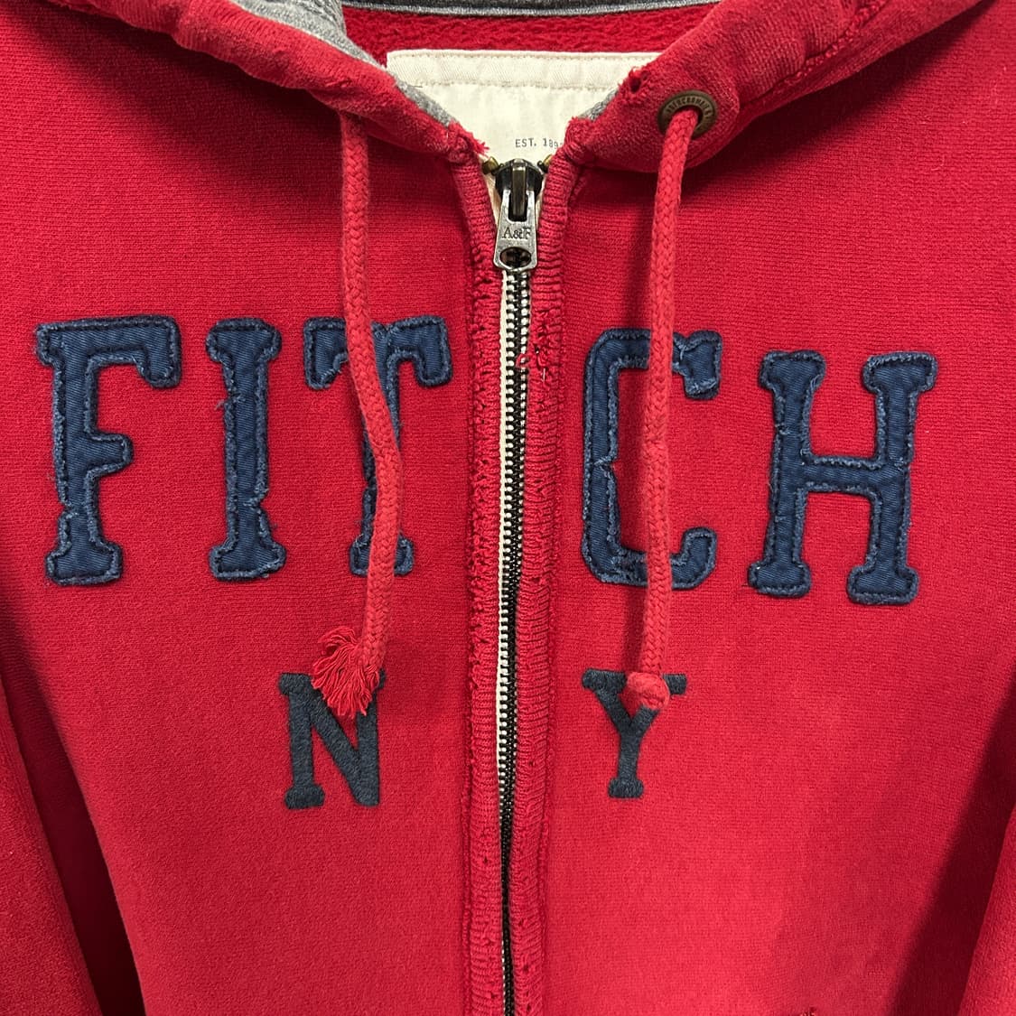 아베크롬비 y2k 스웻 후드집업 딥버건디 상품이미지3