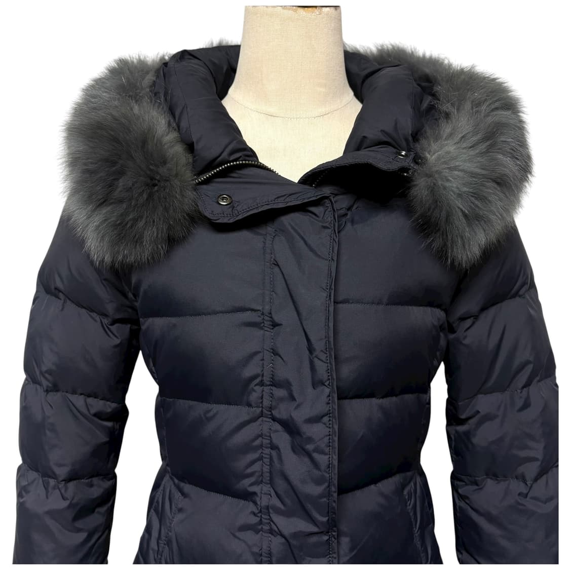 3677 플라스틱아일랜드 네이비 오리털 덕다운 여우털 롱패딩 상품이미지2