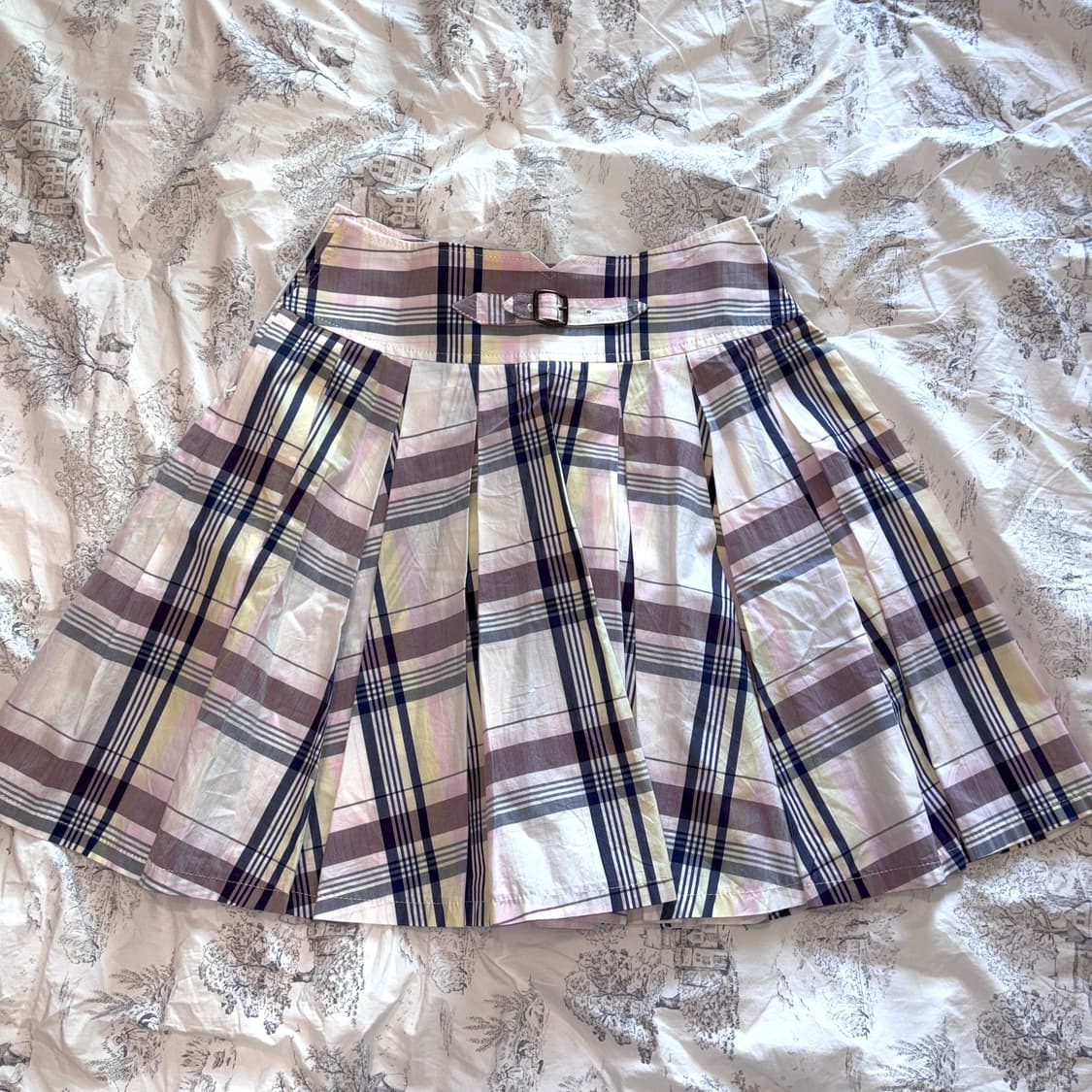 핑크 딸기우유 체크 타탄 플리츠 미니 스커트 라코스테 상품이미지1