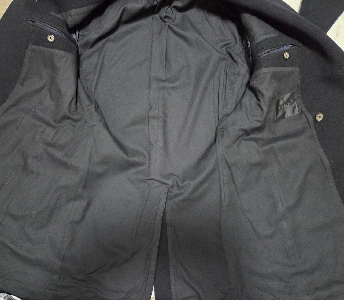 타임옴므 블랙 더블 브레스티드 코트 상품이미지10