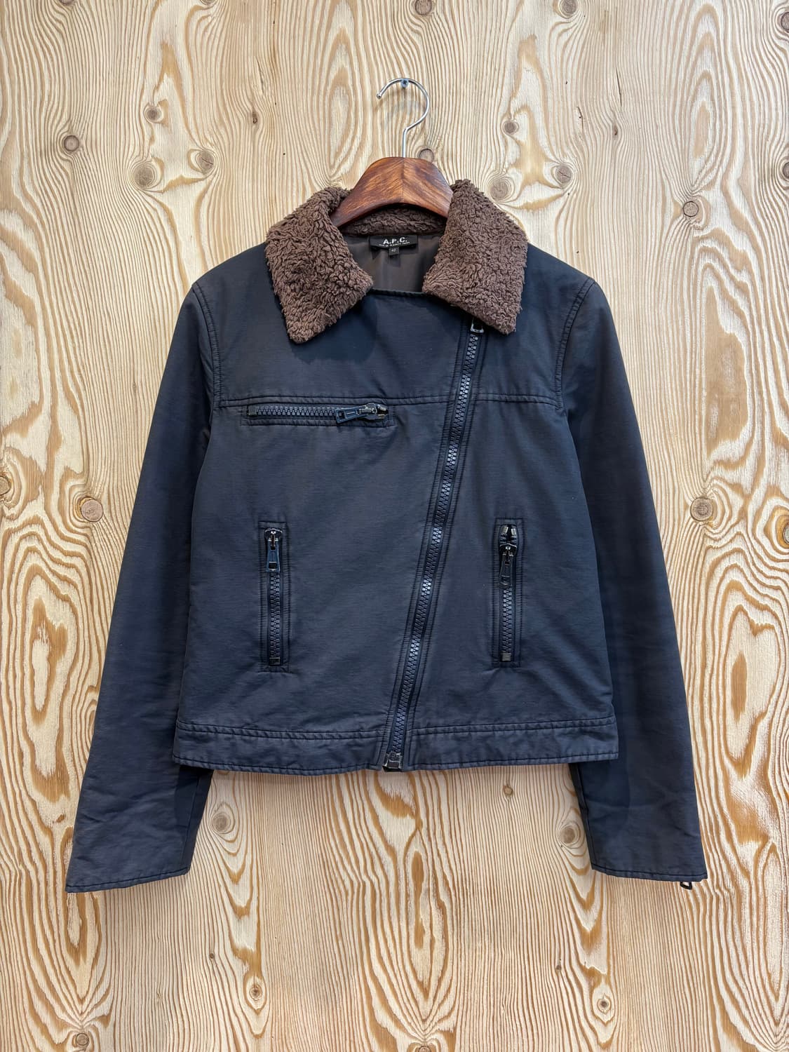 아페쎄 사선 집업 바이커 자켓 상품이미지1