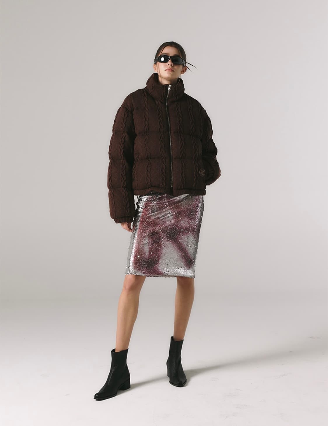 프렌다 니트패딩 브라운 상품이미지6