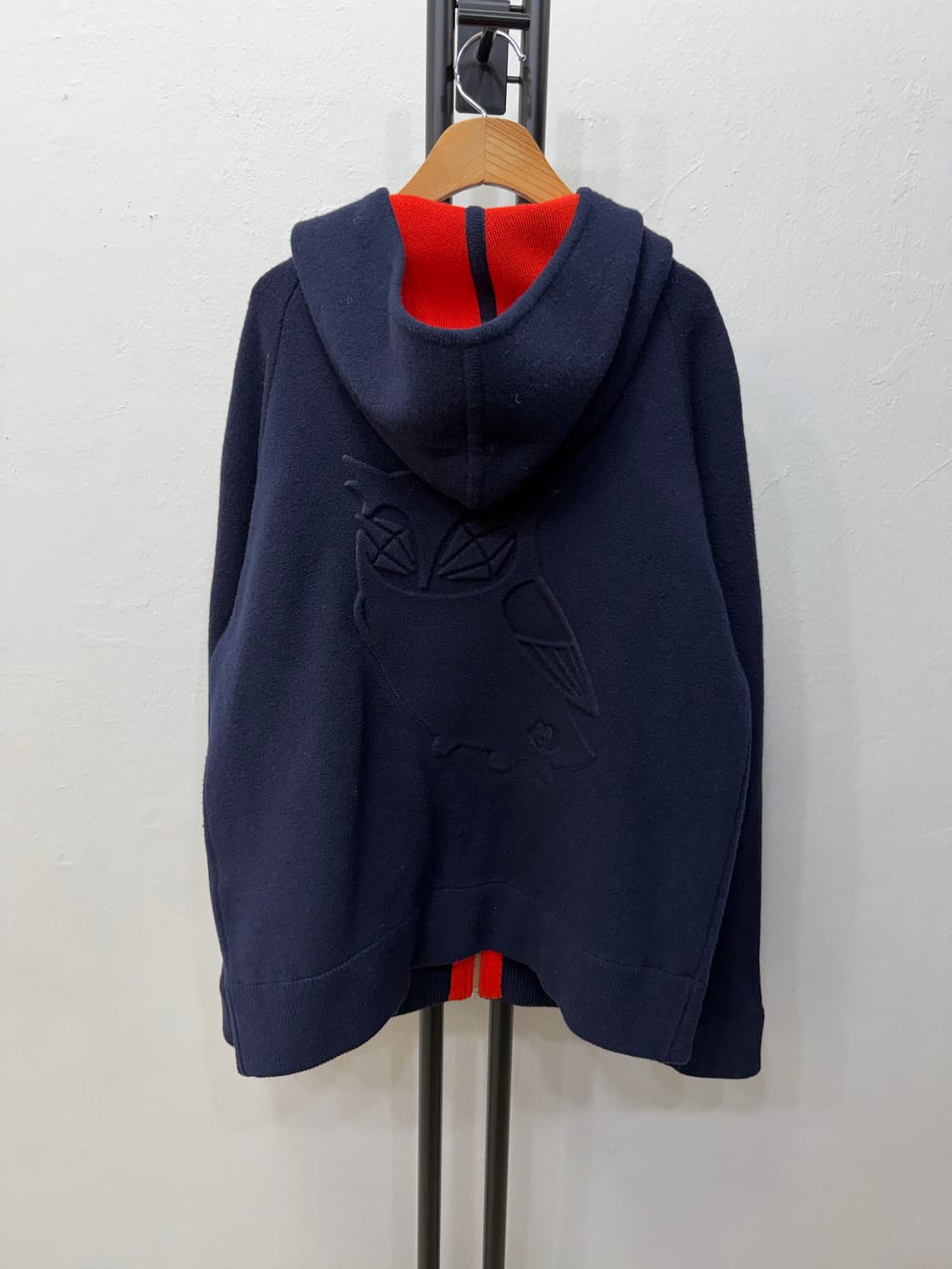 정품) 럭키슈에뜨 로고 네이비 후드 니트 집업 F 상품이미지4