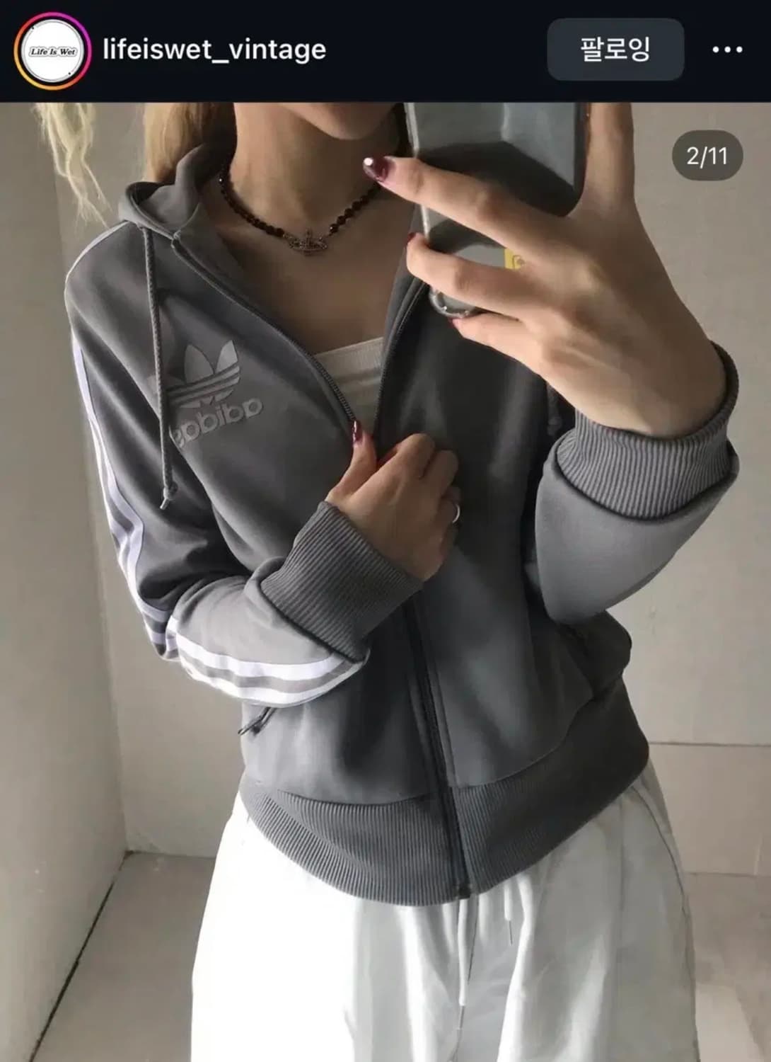 아디다스 빈티지 후드집업 라이프이즈웻 져지 상품이미지1