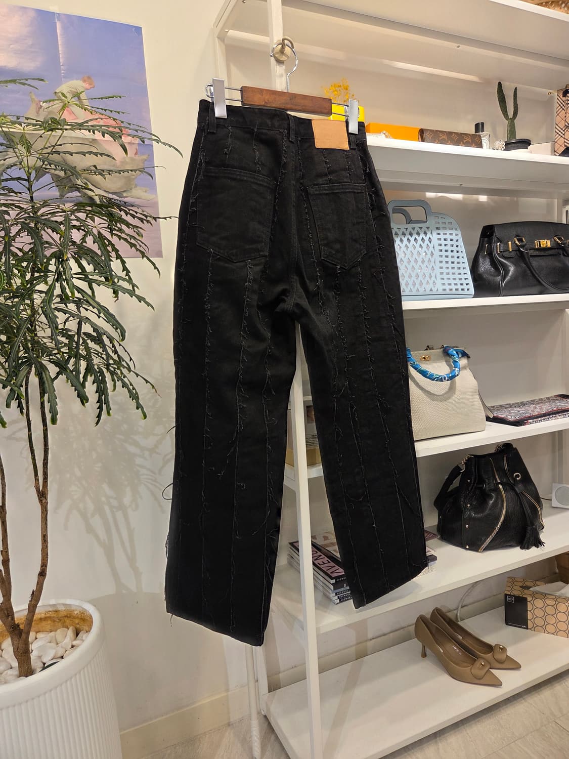 마땡킴 컷팅 프린지 블랙진 S 상품이미지6