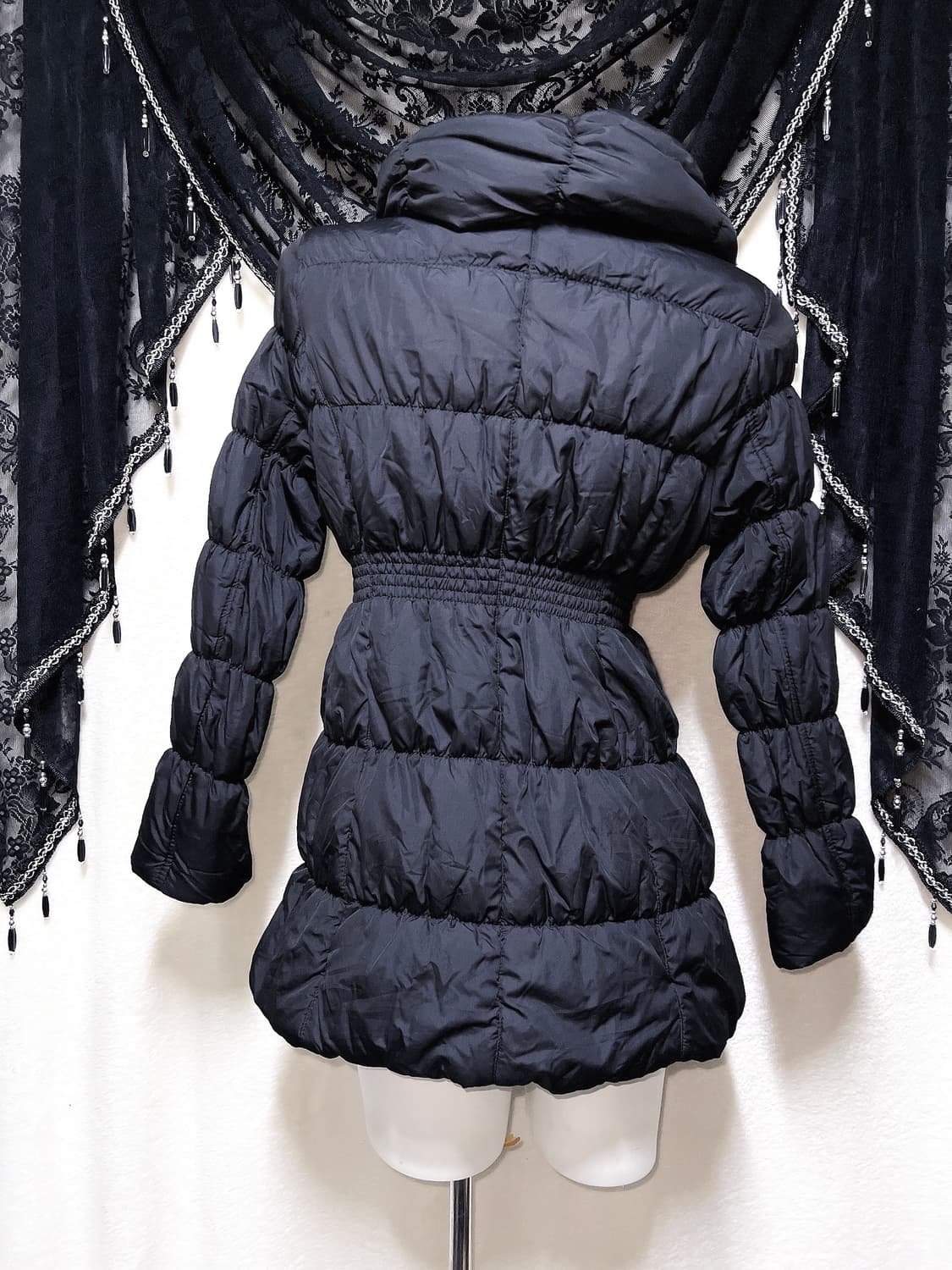 오네갸루 로맨틱고딕 고스펑크 페미닌 블랙 셔링 패딩 점퍼 핀터 시부야 상품이미지7