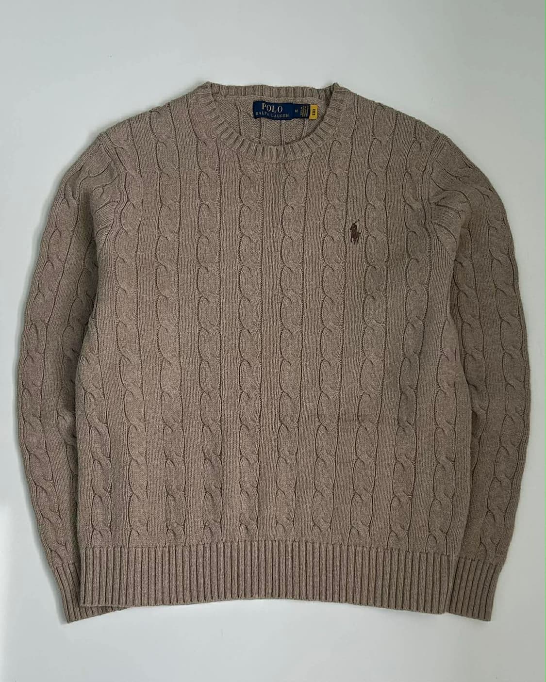 [M] 폴로 랄프로렌 신형 큐알 케이블 코튼 니트 스웨터 베이지 상품이미지1