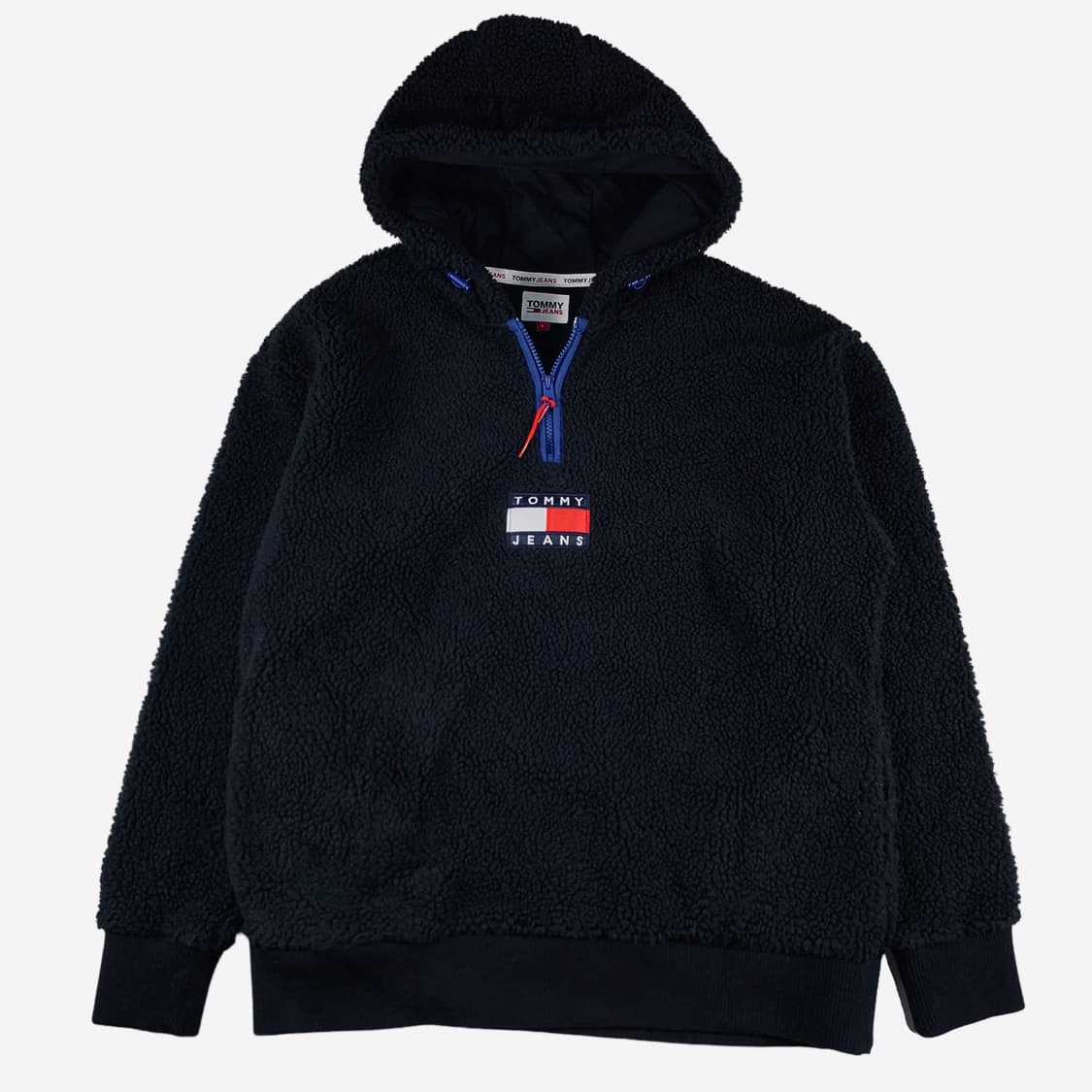 타미힐피거 블랙 반집업 후리스후드 상품이미지1