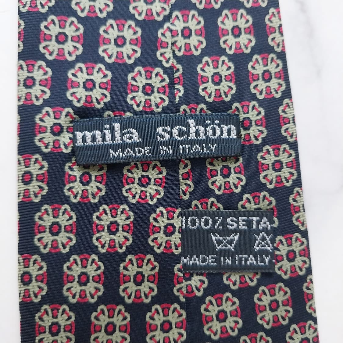 밀라숀 실크 네이비 플로럴 기하 넥타이 9.3cm A+등급 K1785
 상품이미지10