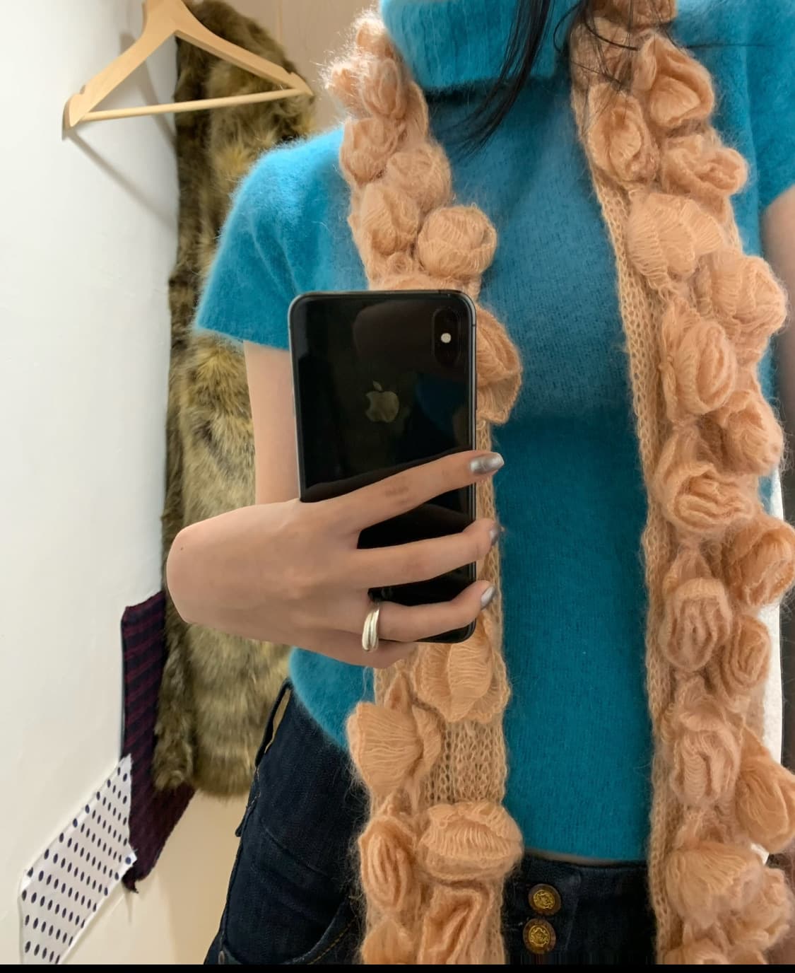 [소피] 앙고라 반팔 목폴라 니트  상품이미지1