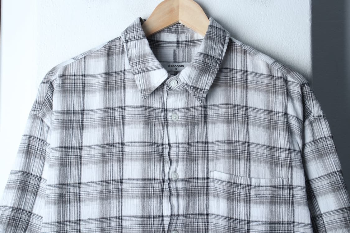 (XL-2XL) 에잇세컨즈 반팔 카라 티셔츠 셔츠 남방 체크-H32748 상품이미지3