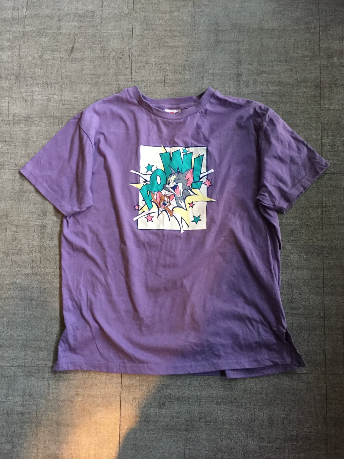 일본빈티지 올드스쿨아메카지 시골너드남 톰과제리 반팔티셔츠 퍼플 상품이미지1