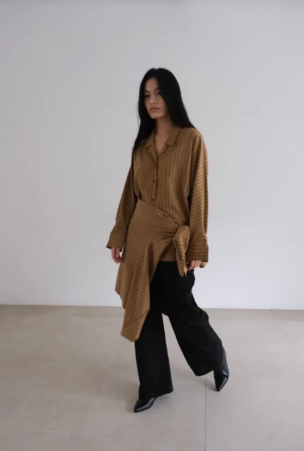 해브빈 havebin Vintage Stripe Shirt Brown 상품이미지1