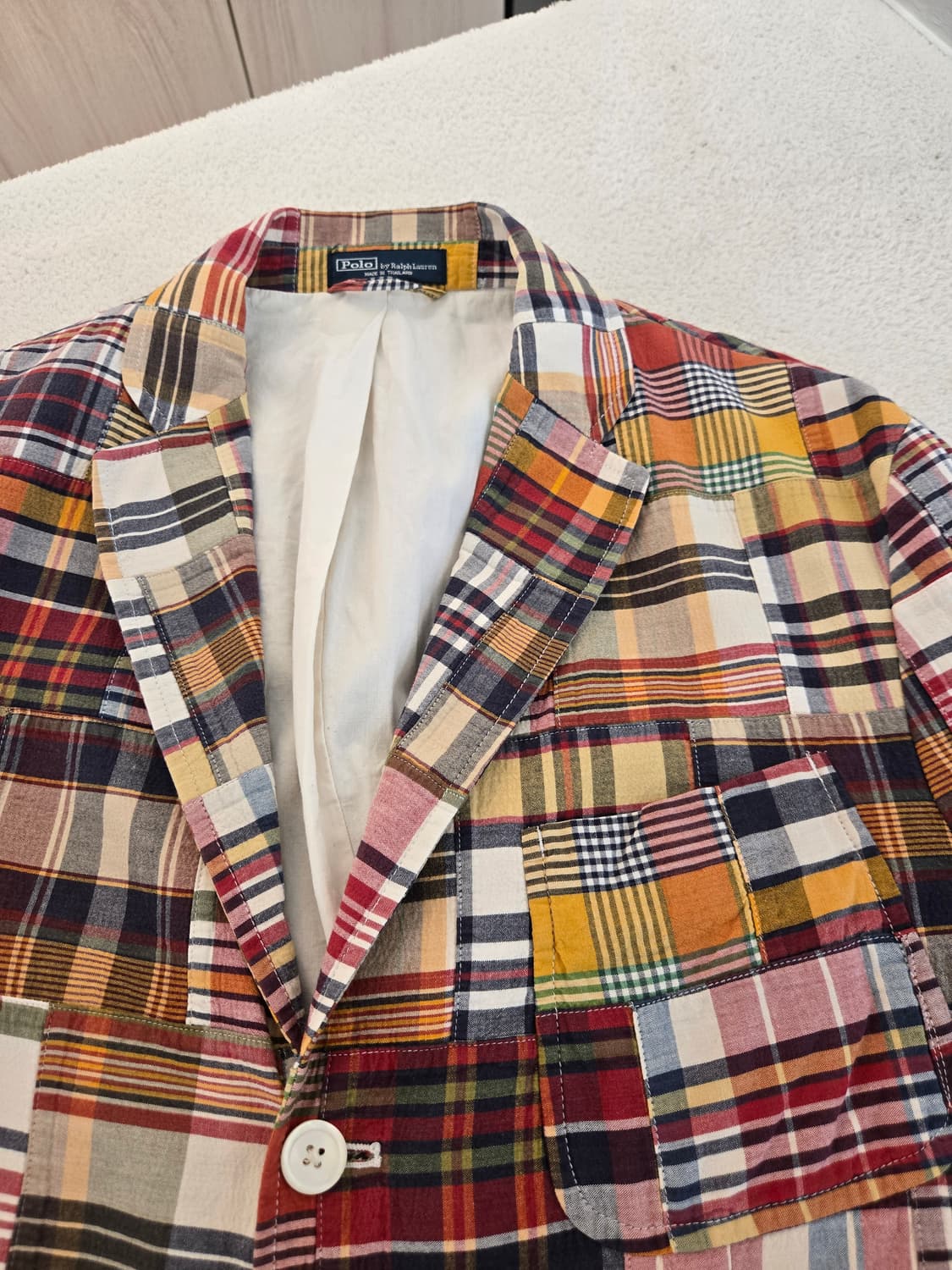 폴로 랄프로렌 패치워크 체크 블레이저 XL 상품이미지4