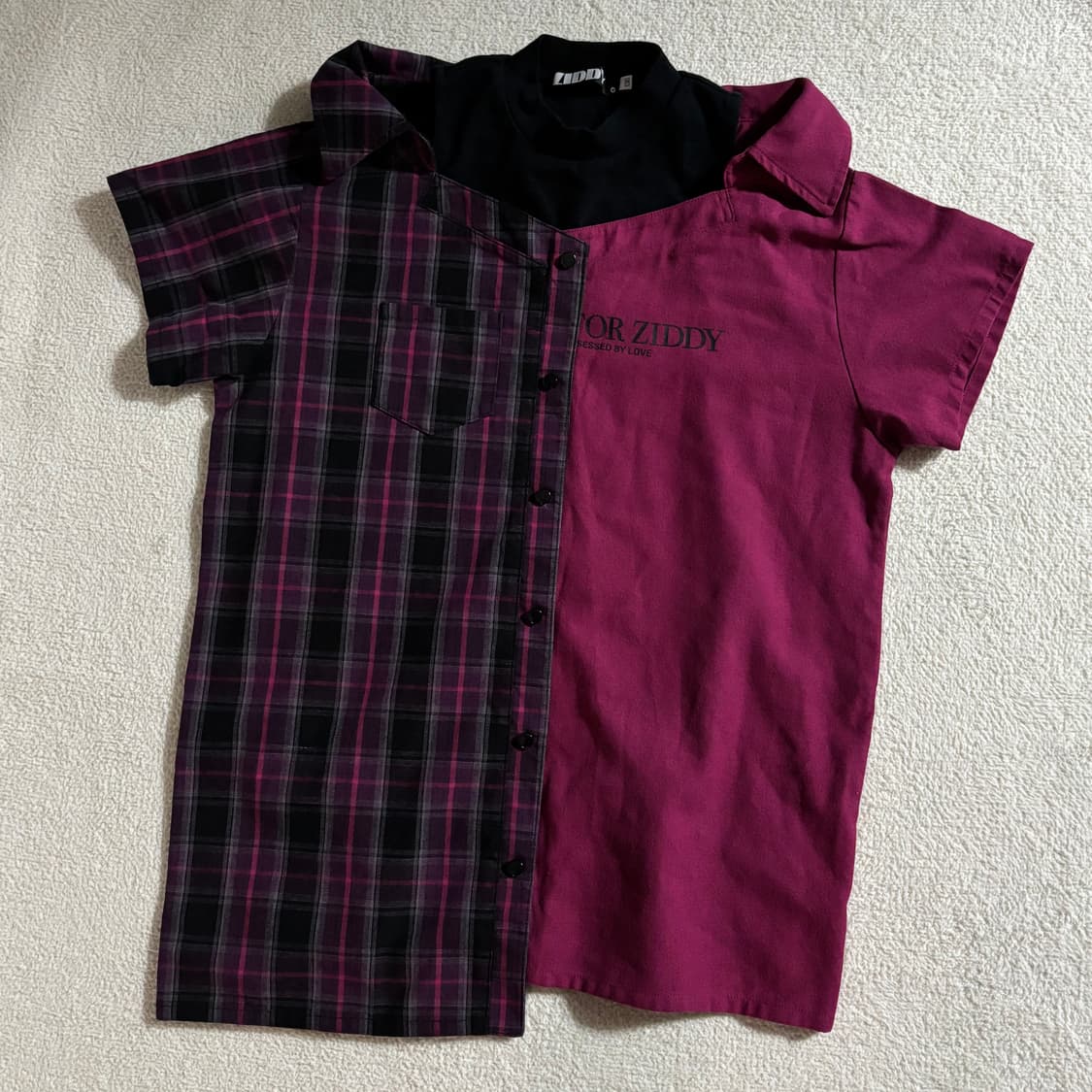 일본빈티지 ZIDDY 핑크 체크 포인트 탑 상품이미지1