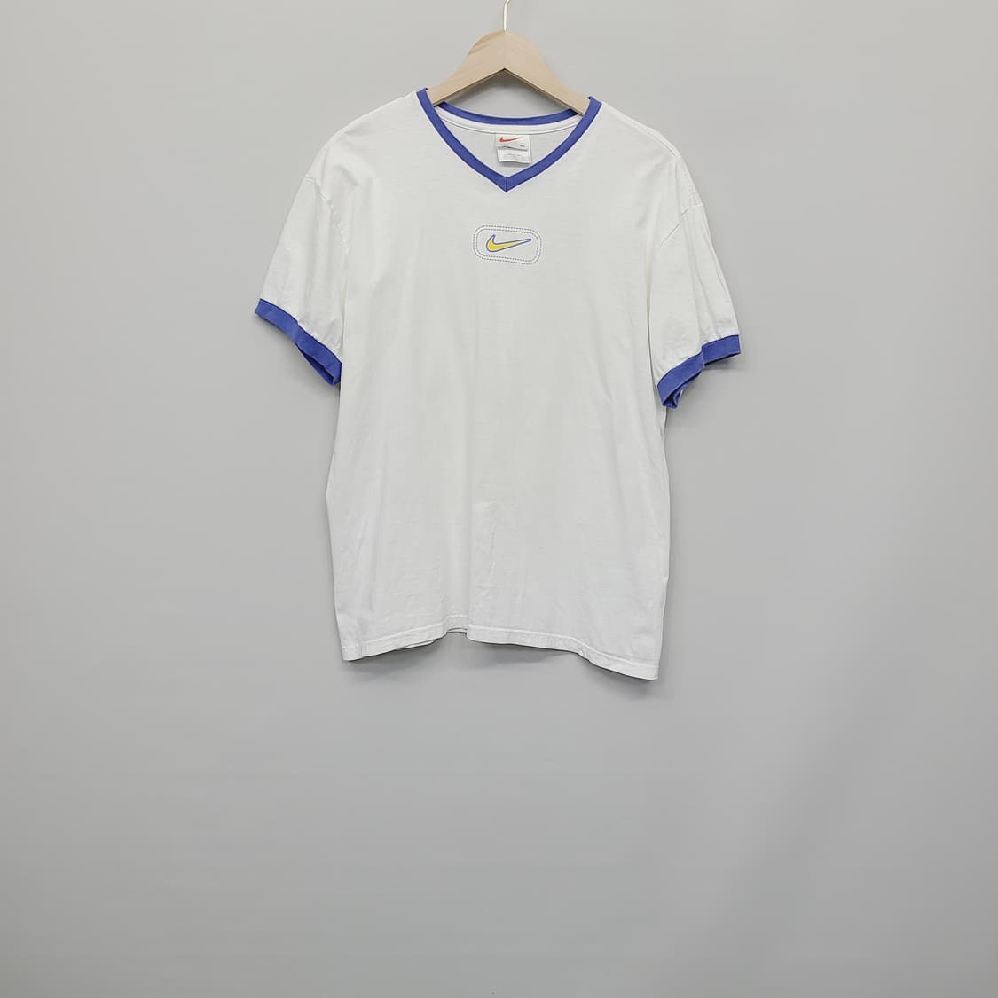 [XL] 90s 나이키 화이트 태그 미판 브이넥 링거 반팔 티셔츠 상품이미지2