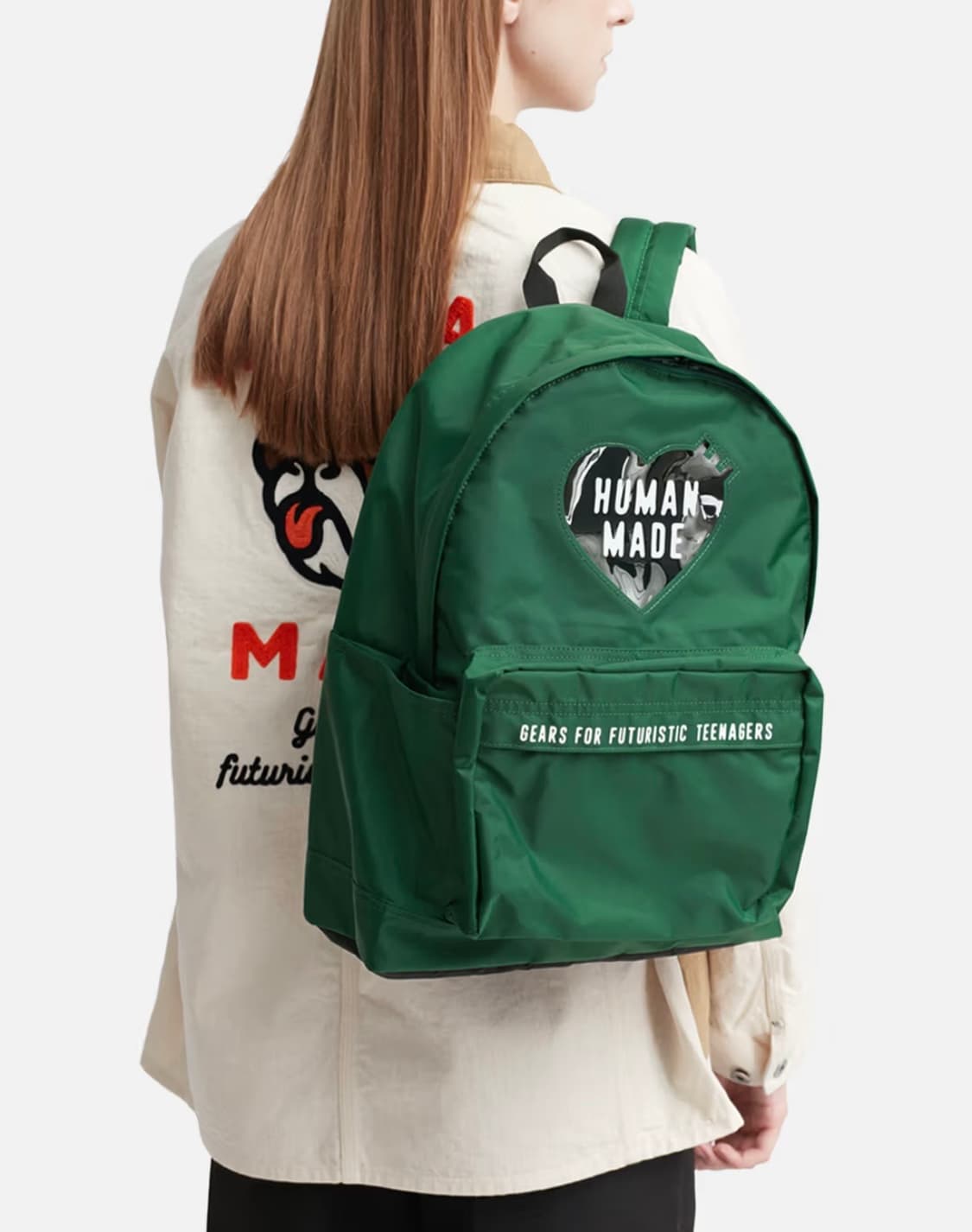 휴먼메이드 나일론 하트 백팩 그린 상품이미지4