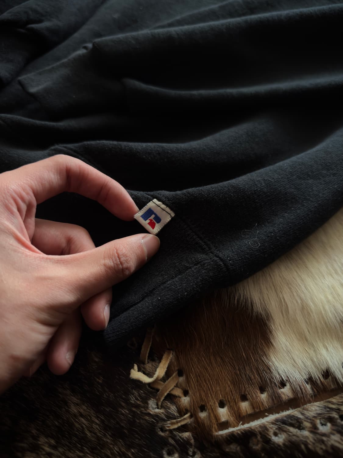 90s USA Russell Black Sweatshirt 상품이미지6