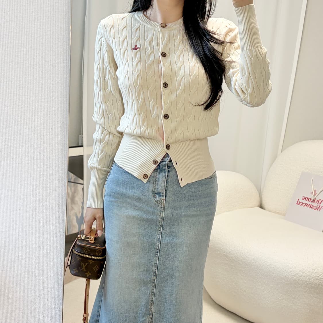 새상품 비비안웨스트우드 레드라벨 코튼 케이블 가디건 상품이미지9