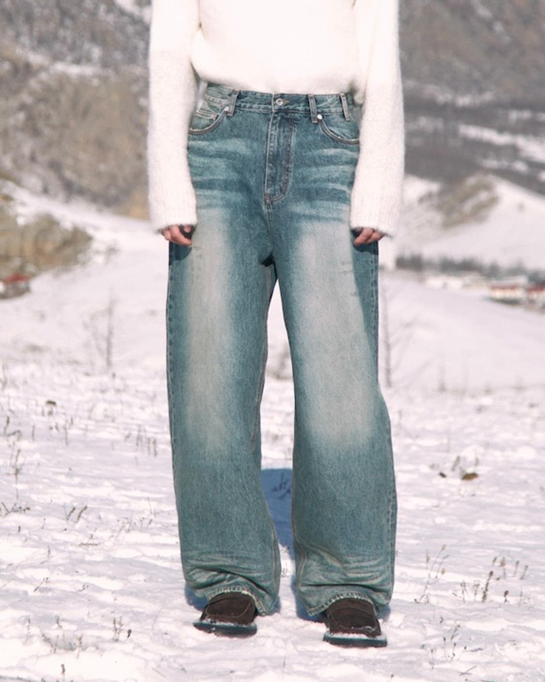 [S] 23FW STU Wide Denim Pants Mid Blue 상품이미지1