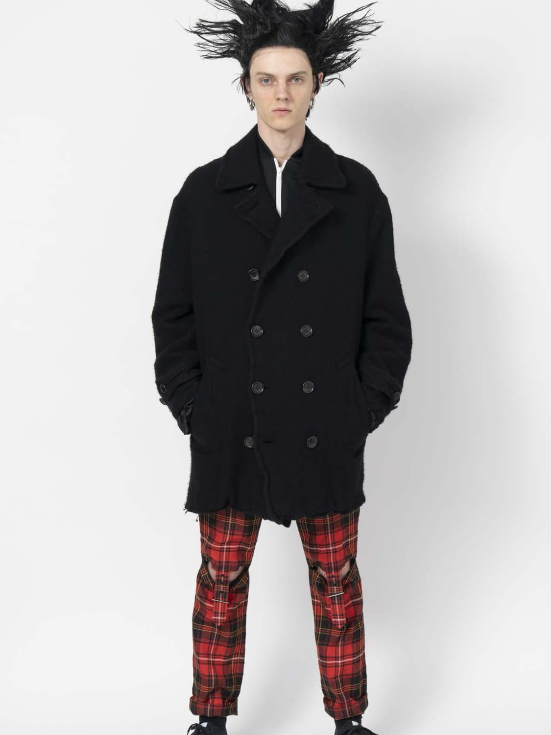 꼼데가르송 블랙 오버사이즈 축융 울 피코트 상품이미지2