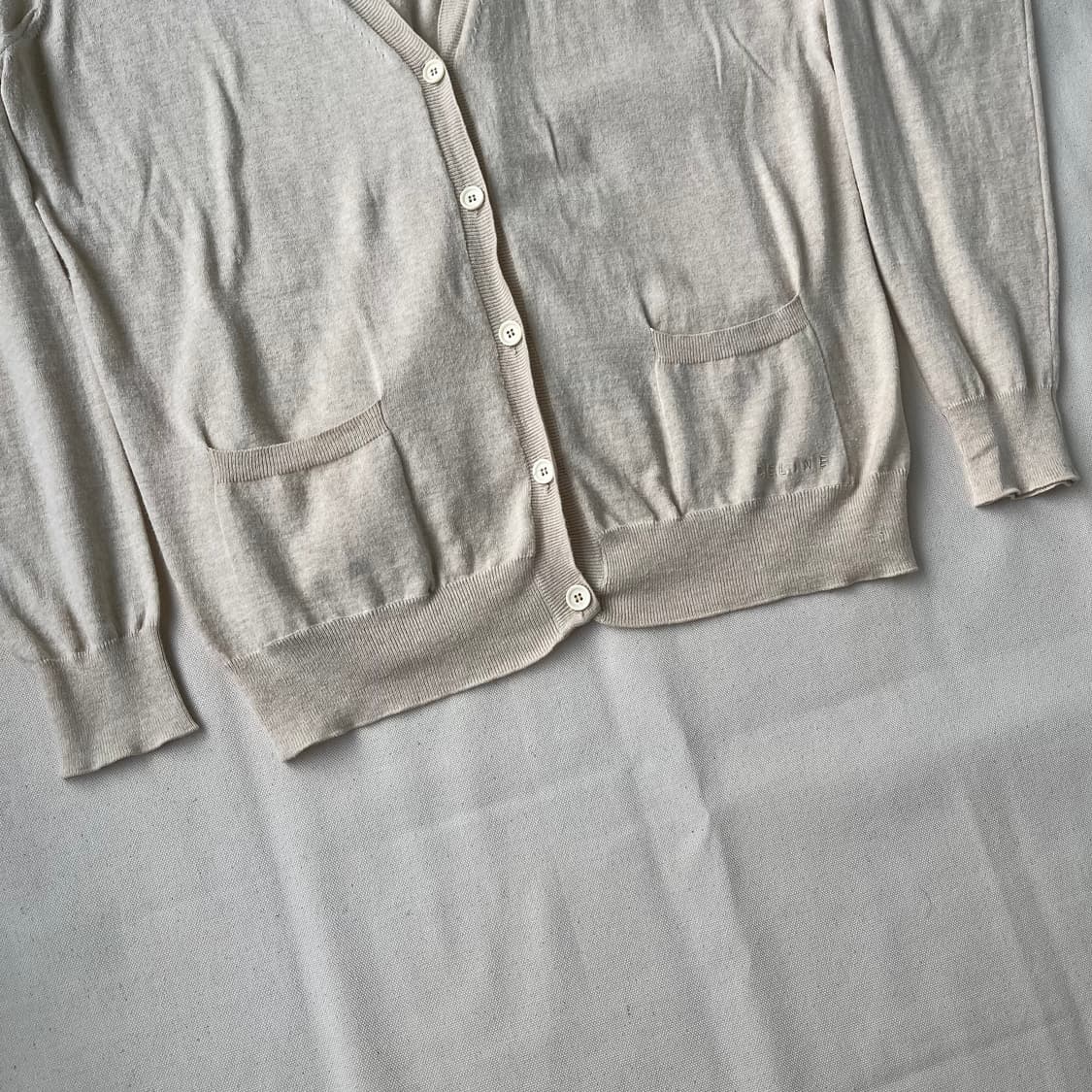 00s 셀린느 베이지 미니멀 코튼 가디건 상품이미지3