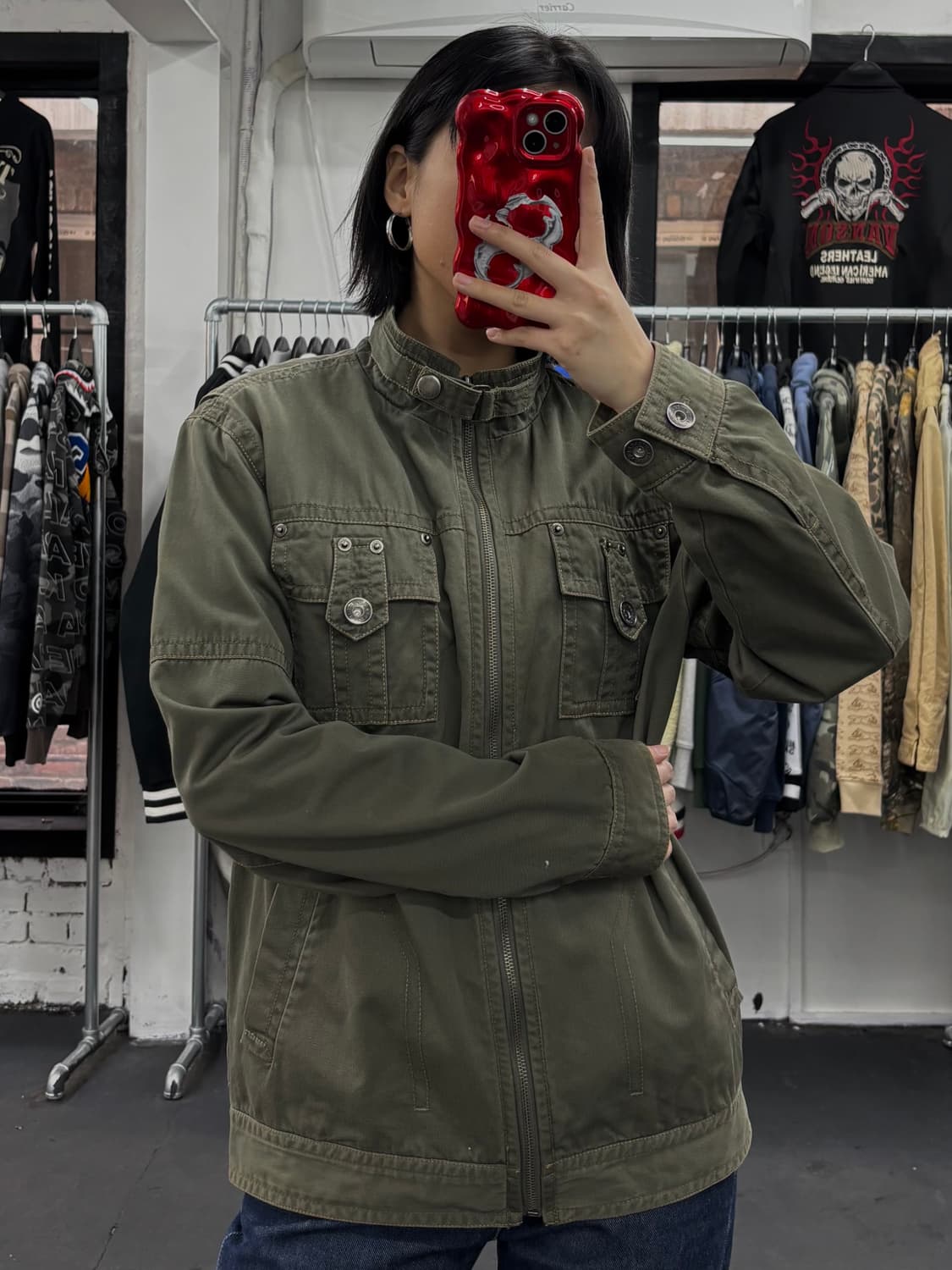 VTG 넥버클 그런지 카키 자켓 상품이미지3