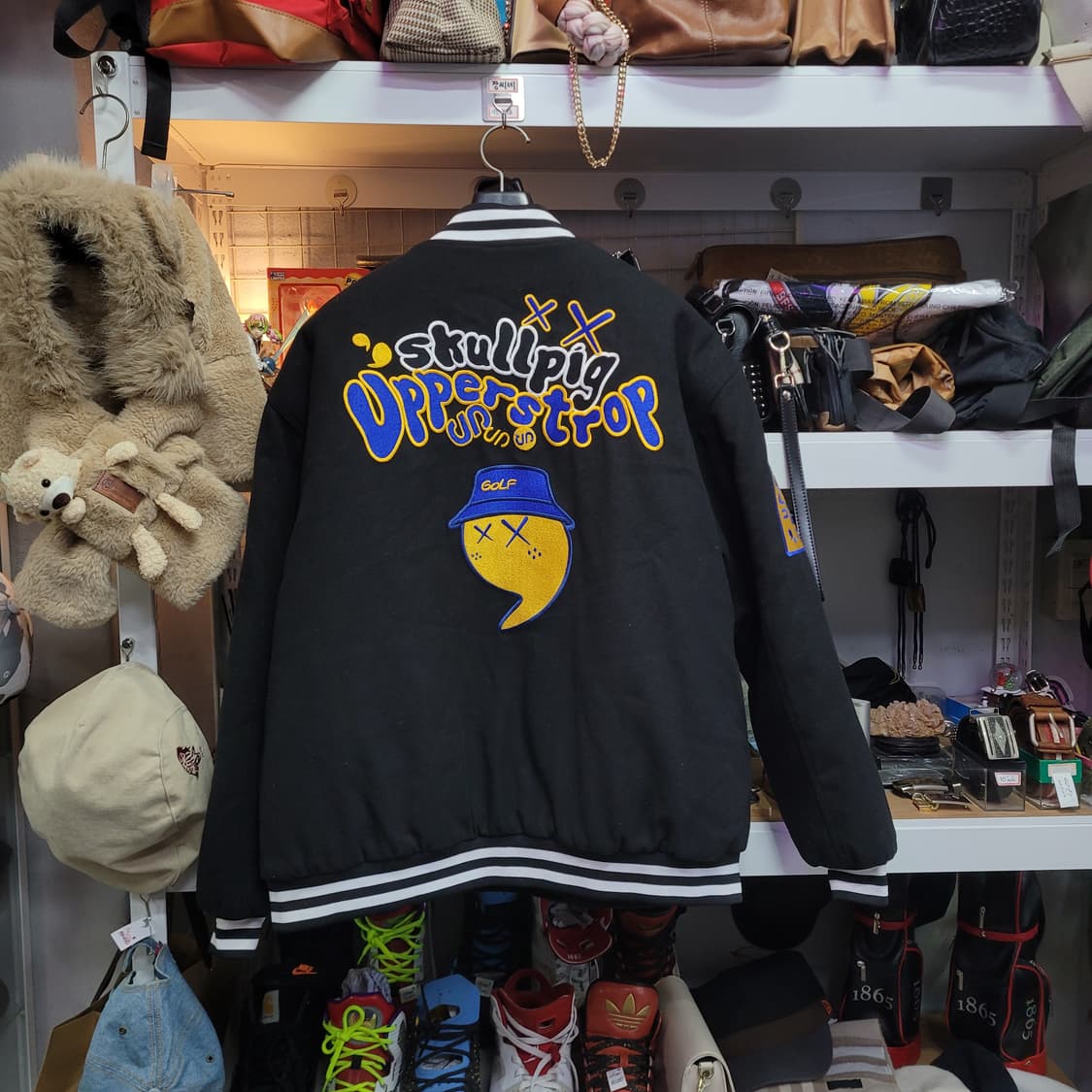 UPPERSTROP GOLF 어퍼스트롭 패딩 바시티 점퍼 자켓 블랙 상품이미지2