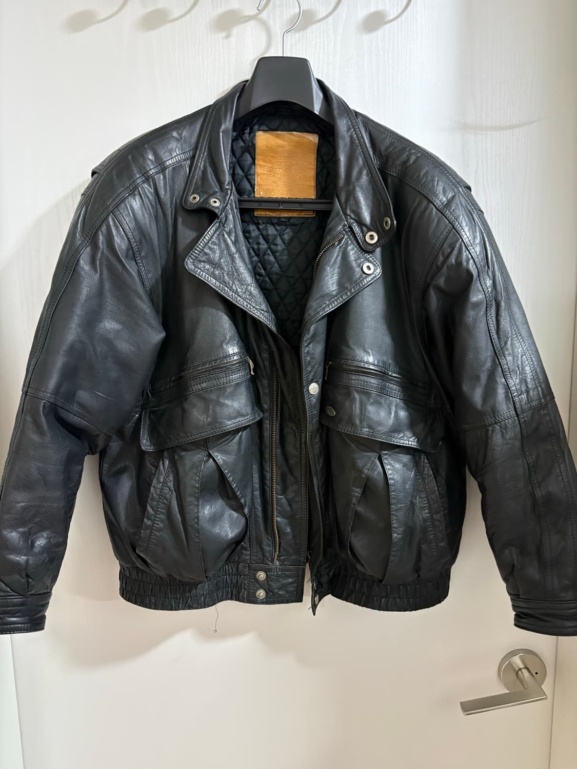80s-90s vintage leather bomber jacket 상품이미지5