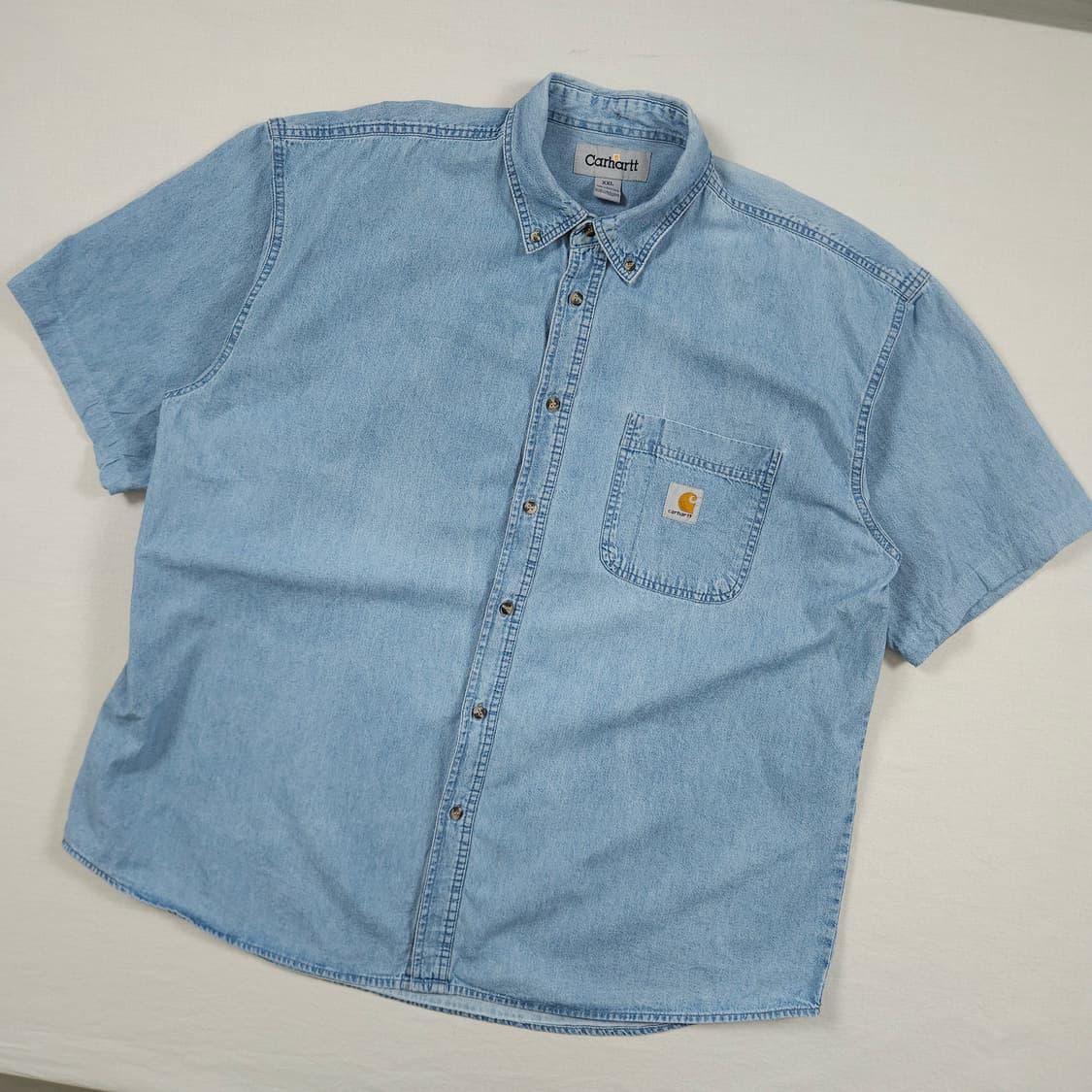2XL(110) 칼하트 리워크 원포켓 데님셔츠 연청 상품이미지2