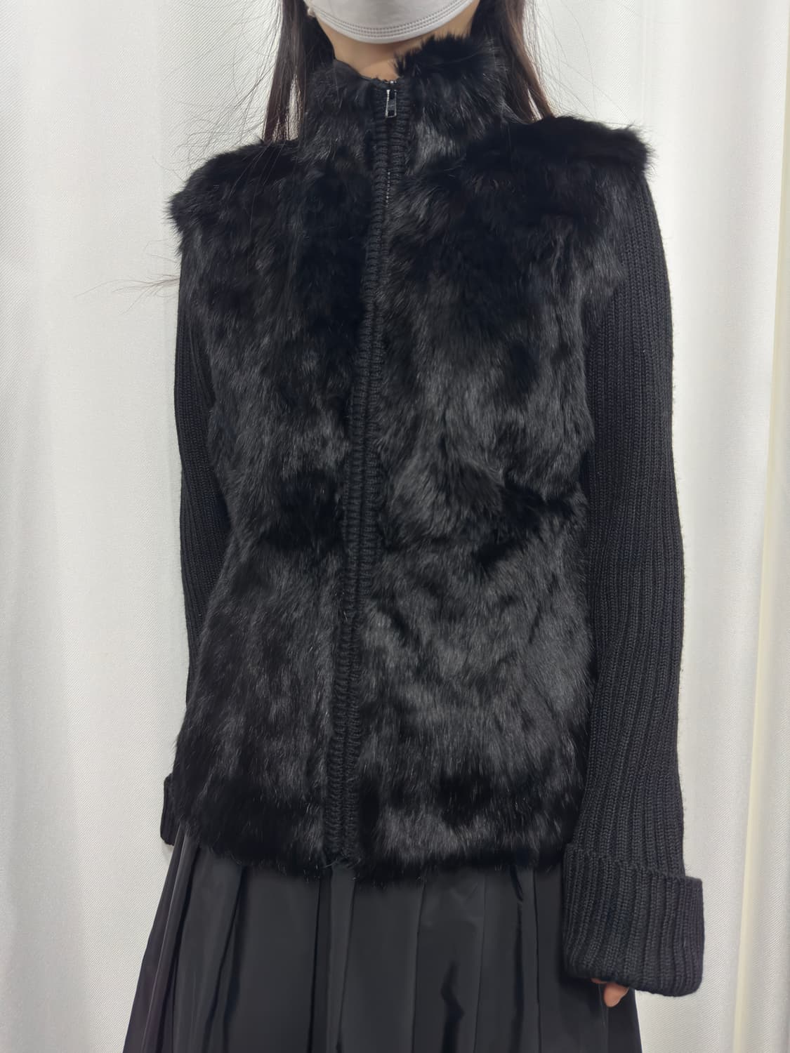 rabbit fur detail knit zipup 상품이미지3