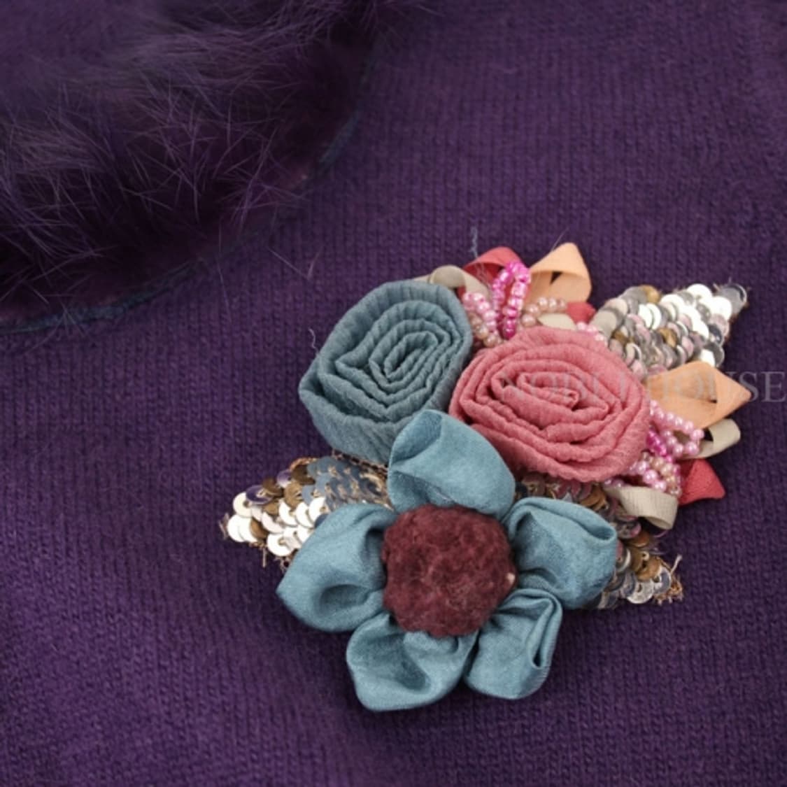 블루마린 퍼플 퍼 민소매 캐시미어 니트 44 55 상품이미지4