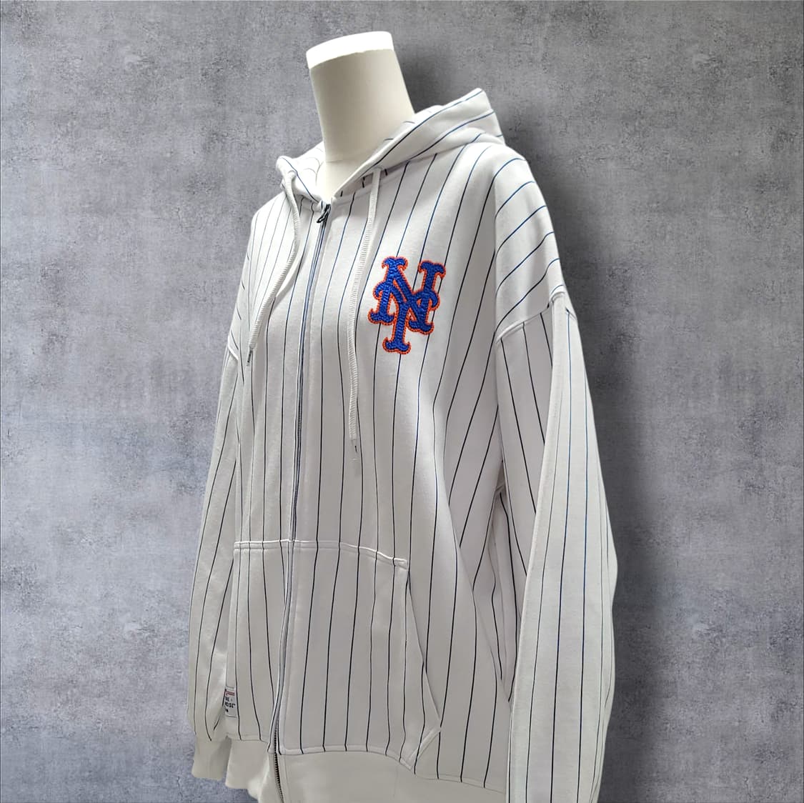 [105/XL] 뉴에라 화이트 MLB 뉴욕메츠 스트라이프 후드집업 상품이미지3