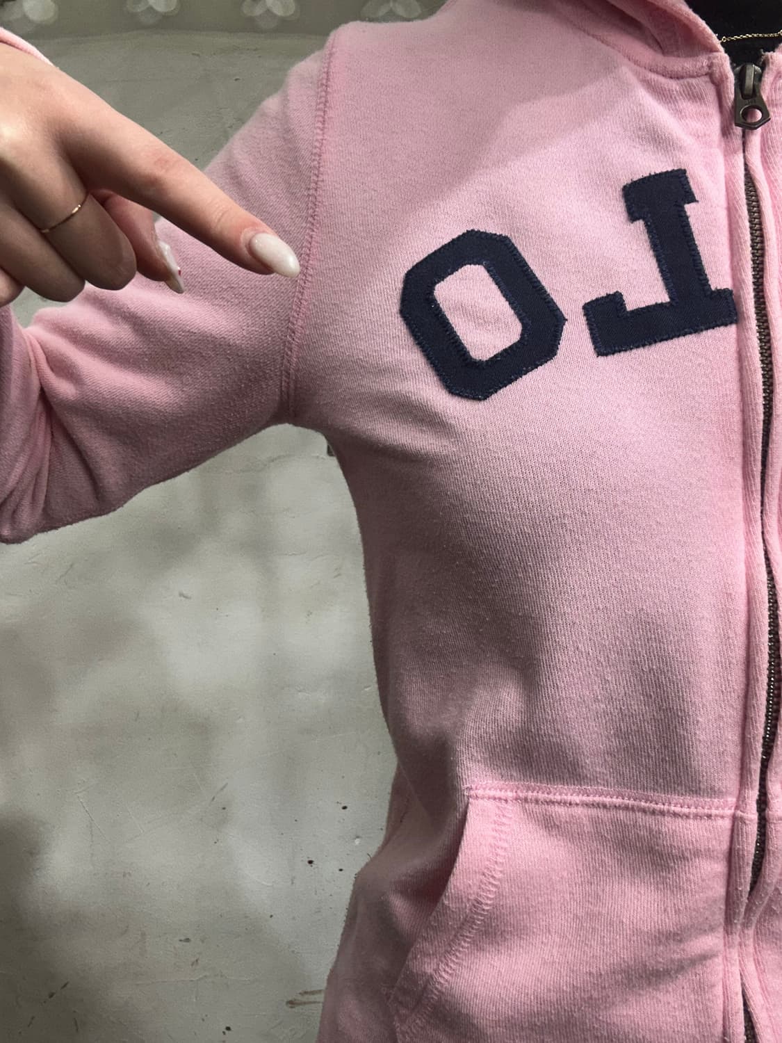 폴로 딸기우유 핑크 아치 로고 여성 후드집업 XXS 상품이미지4