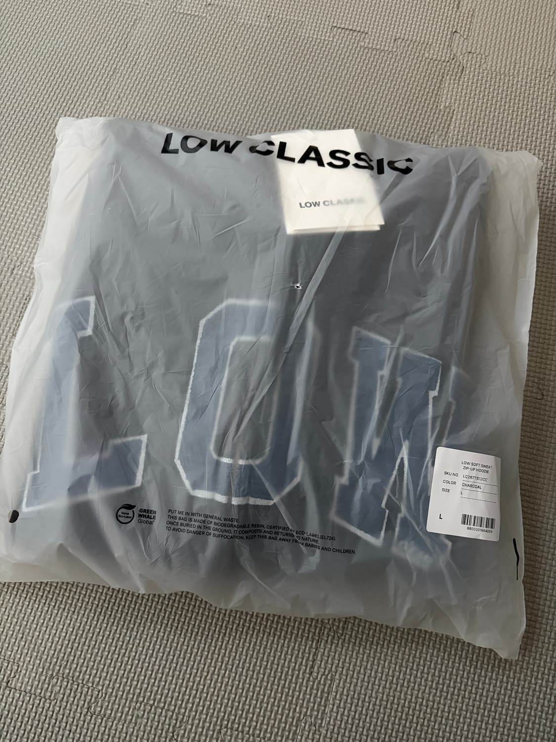 로우클래식 로우 소프트 스웻 집업 후디 차콜 L (새상품) 상품이미지5