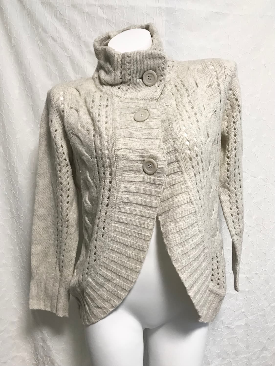 빈티지 니혼진 너드 사선 디자인 버튼 가디건 탑 상품이미지2