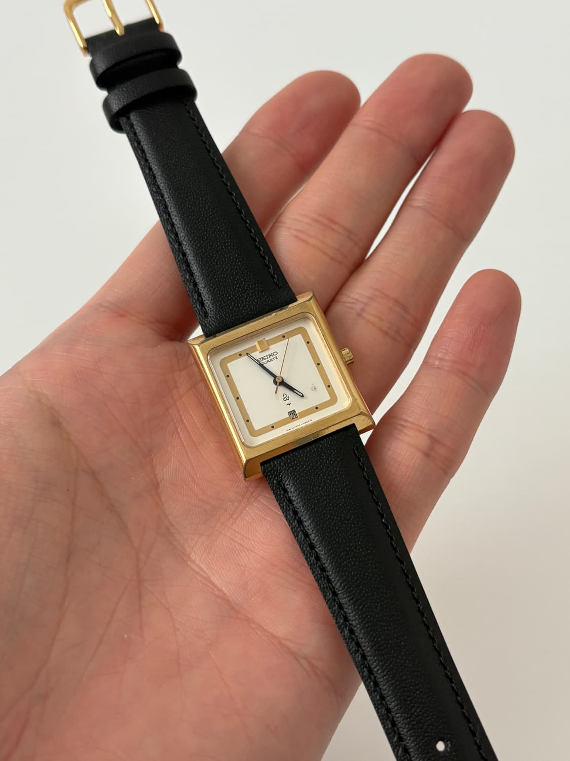 80s white dial gold mini tank quartz 상품이미지1